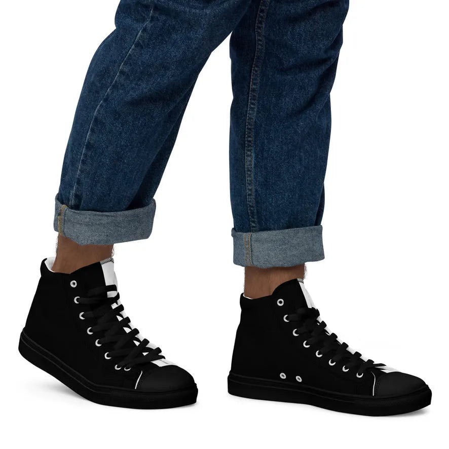 Half Black Half White - Mens High-Top Canvas Shoes - iSAW Company