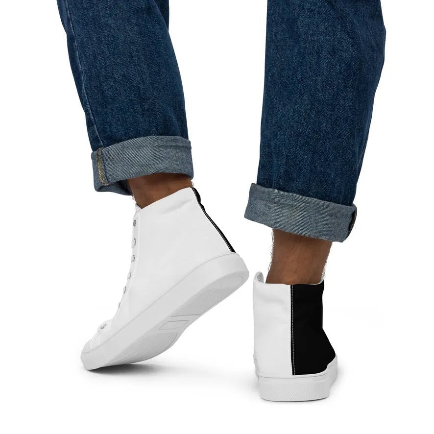 Half Black Half White - Mens High - Top Canvas Shoes - iSAW Company