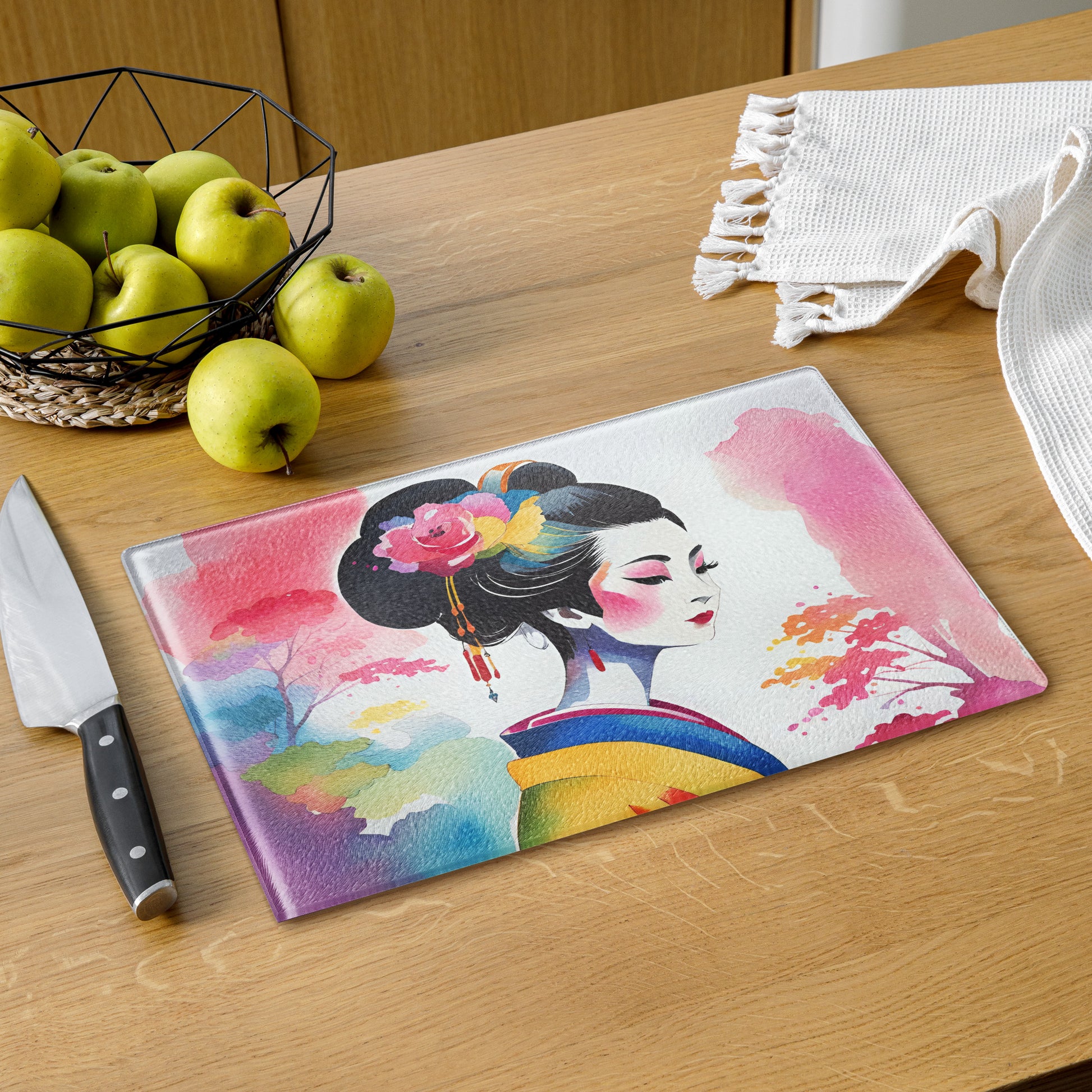 Geisha Girl - Glass Cutting Board - iSAW Company