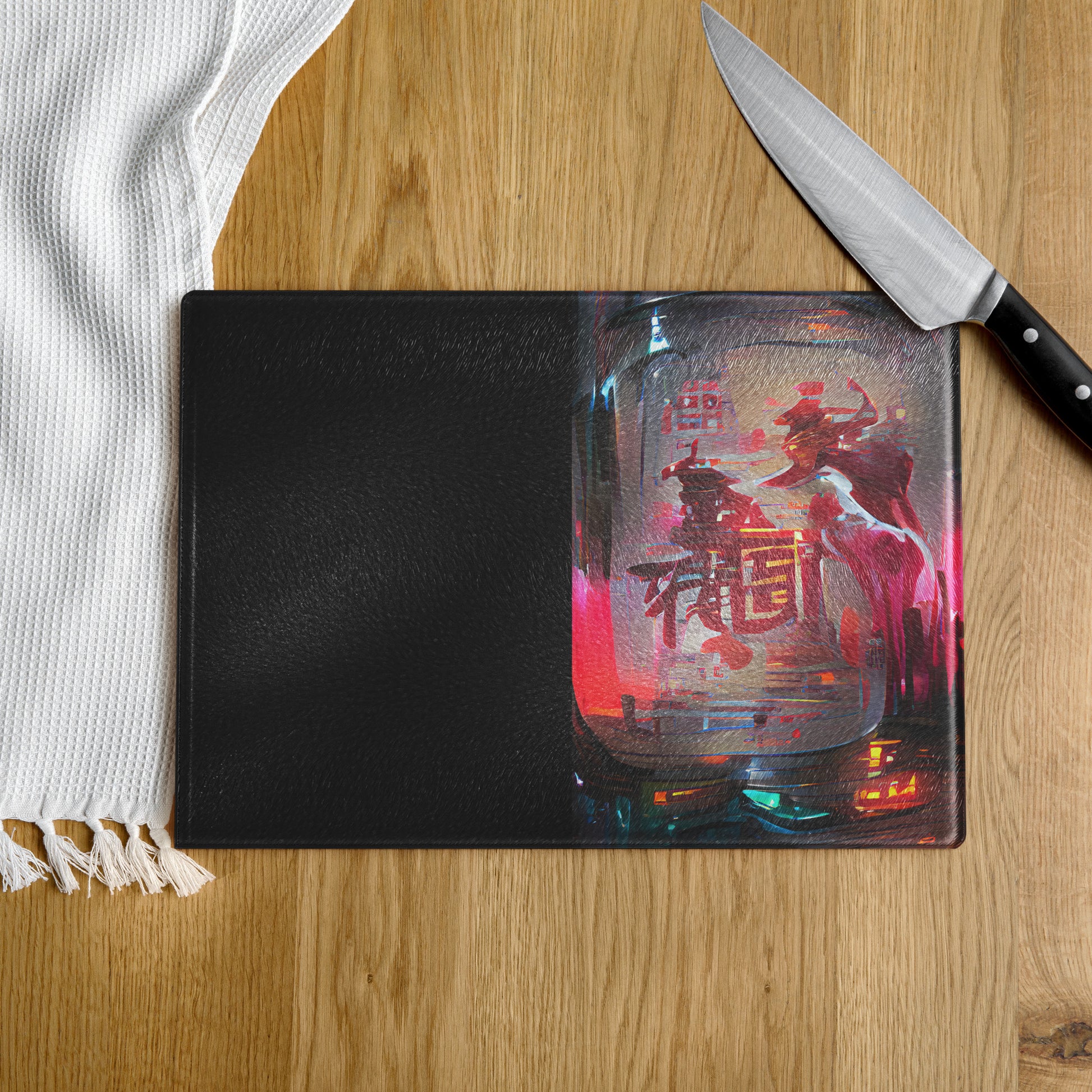 Half Black Half Báijiǔ - Glass Cutting Board - iSAW Company