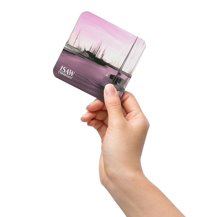 The Sleeping Yachts (at Evening) - Cork Back Coaster - iSAW Company