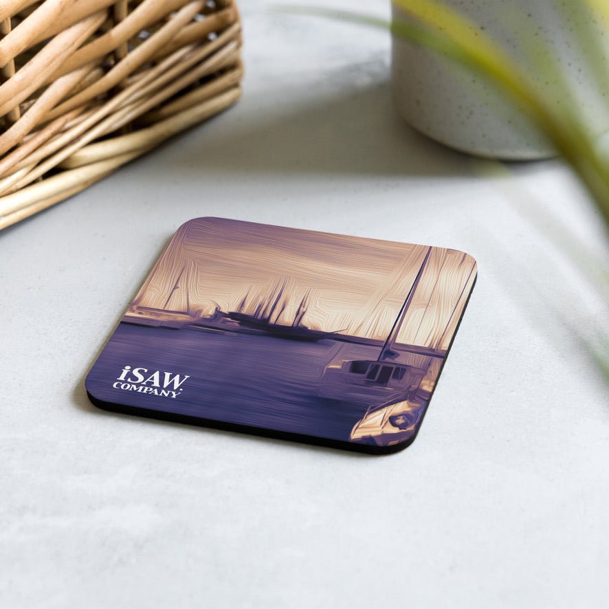 The Sleeping Yachts (at Sunset) - Cork Back Coaster - iSAW Company