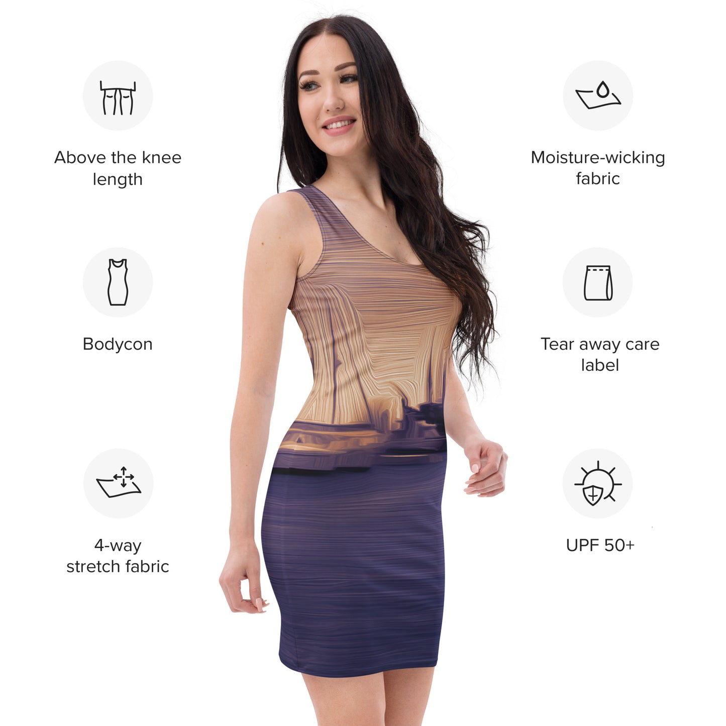 The Sleeping Yachts (at Sunset) - Womens Bodycon Dress - iSAW Company