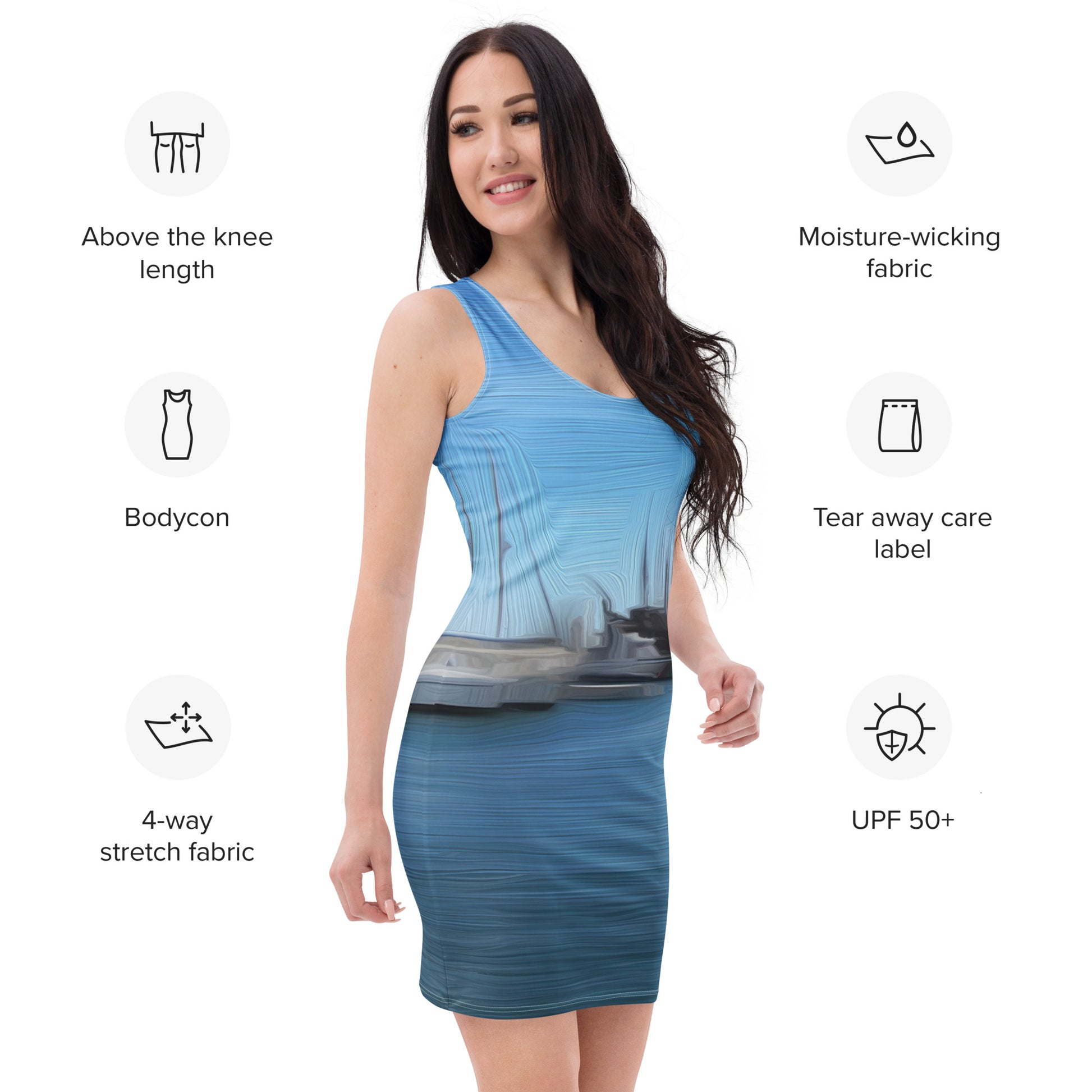 The Sleeping Yachts (at Morning) - Womens Bodycon Dress - iSAW Company