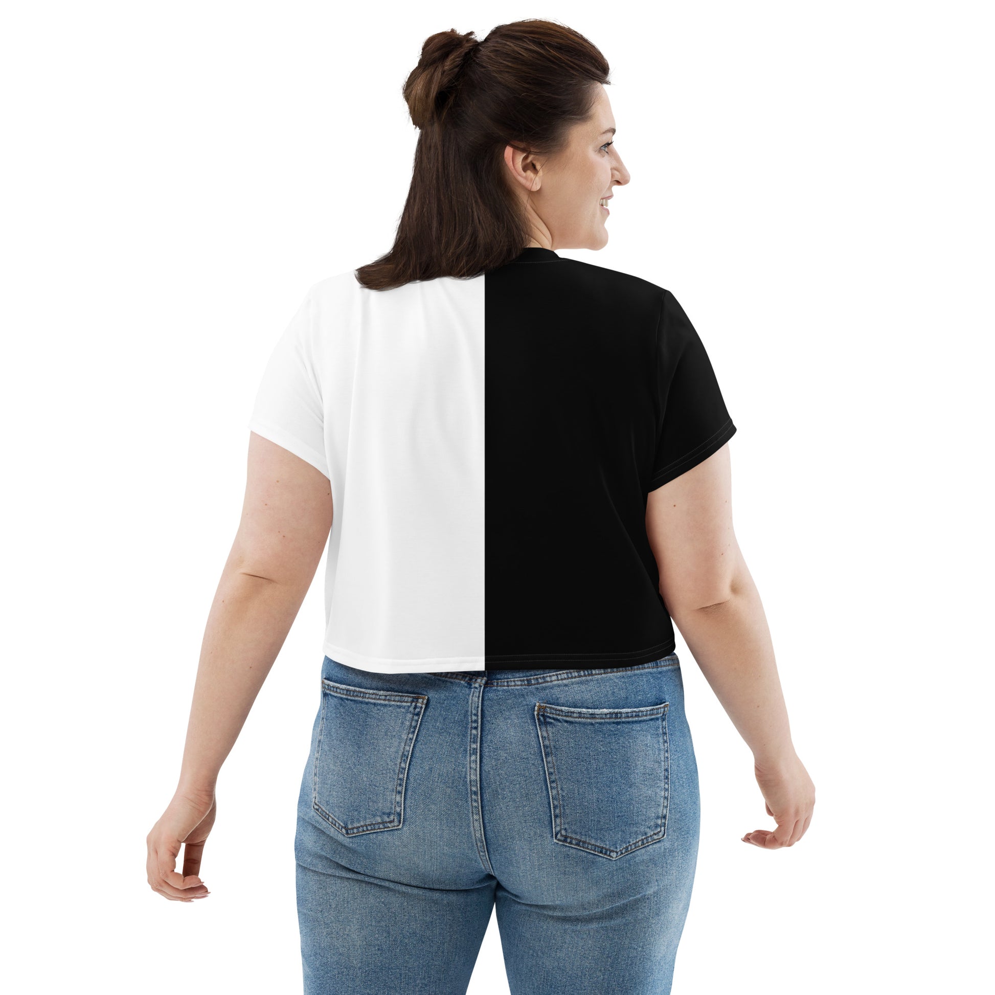 Half Black Half White - Womens Crop Tee - iSAW Company