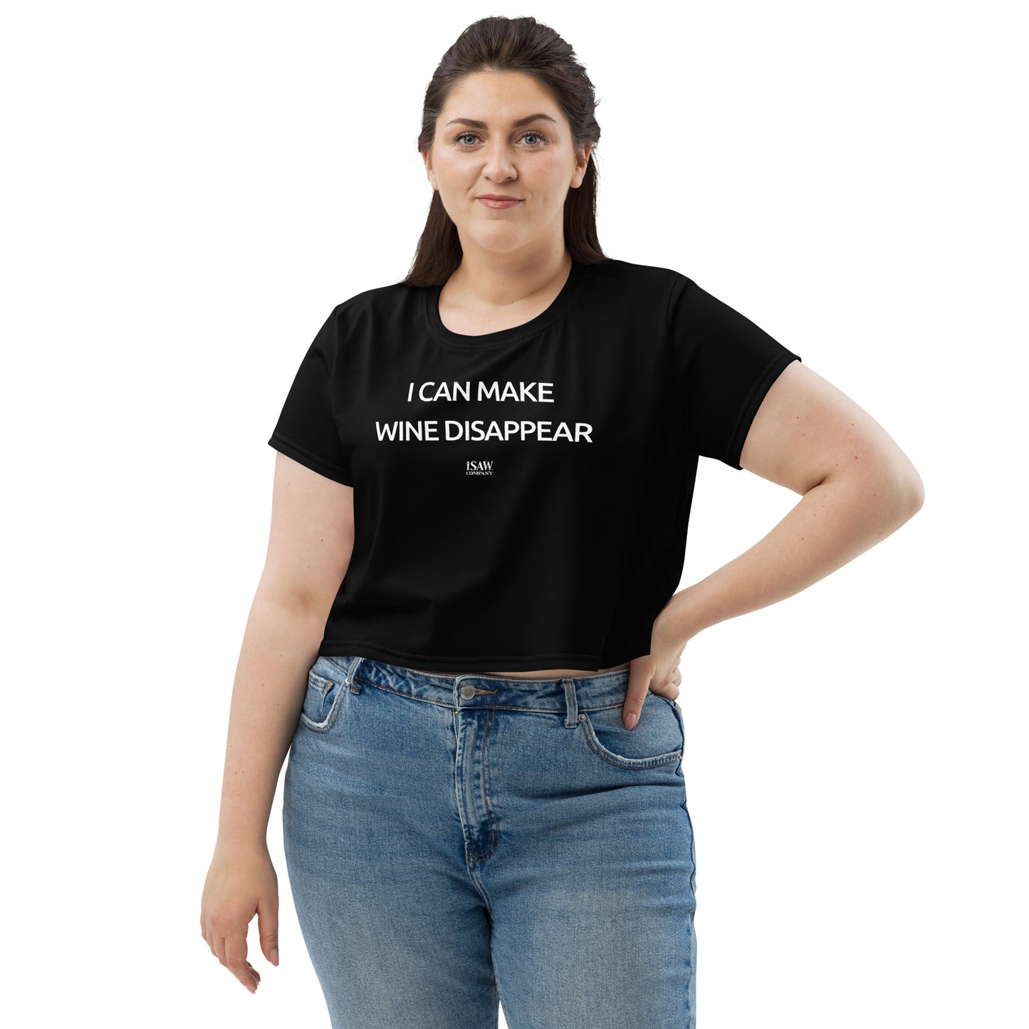 I Can Make Wine Disappear - Womens Black Crop Tee - iSAW Company