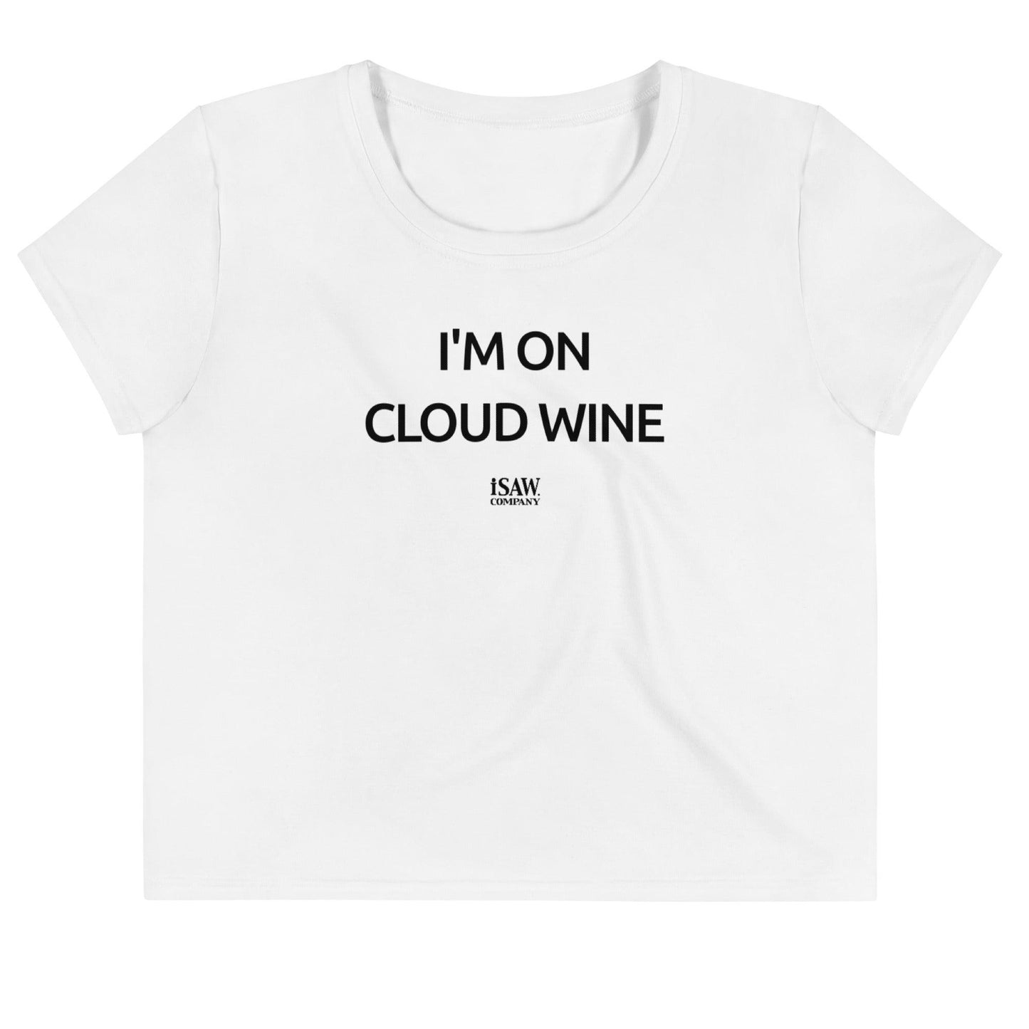 I'm On Cloud Wine - Womens White Crop Tee