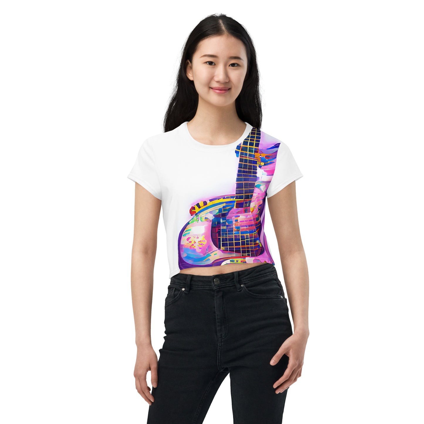 Hippie Guitar - Womens Crop Tee - iSAW Company