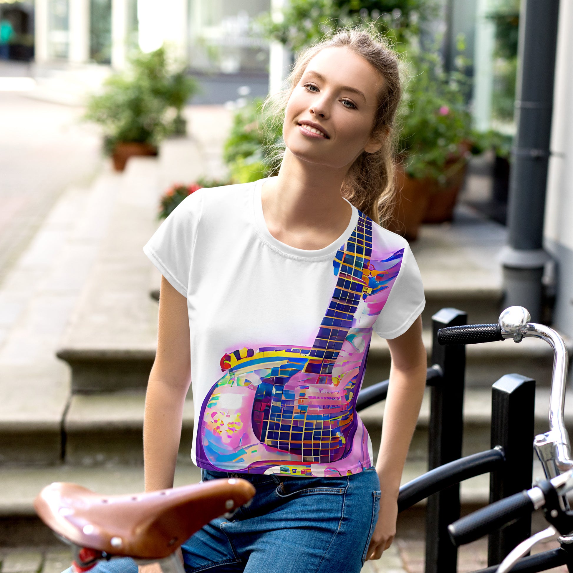 Hippie Guitar - Womens Crop Tee - iSAW Company