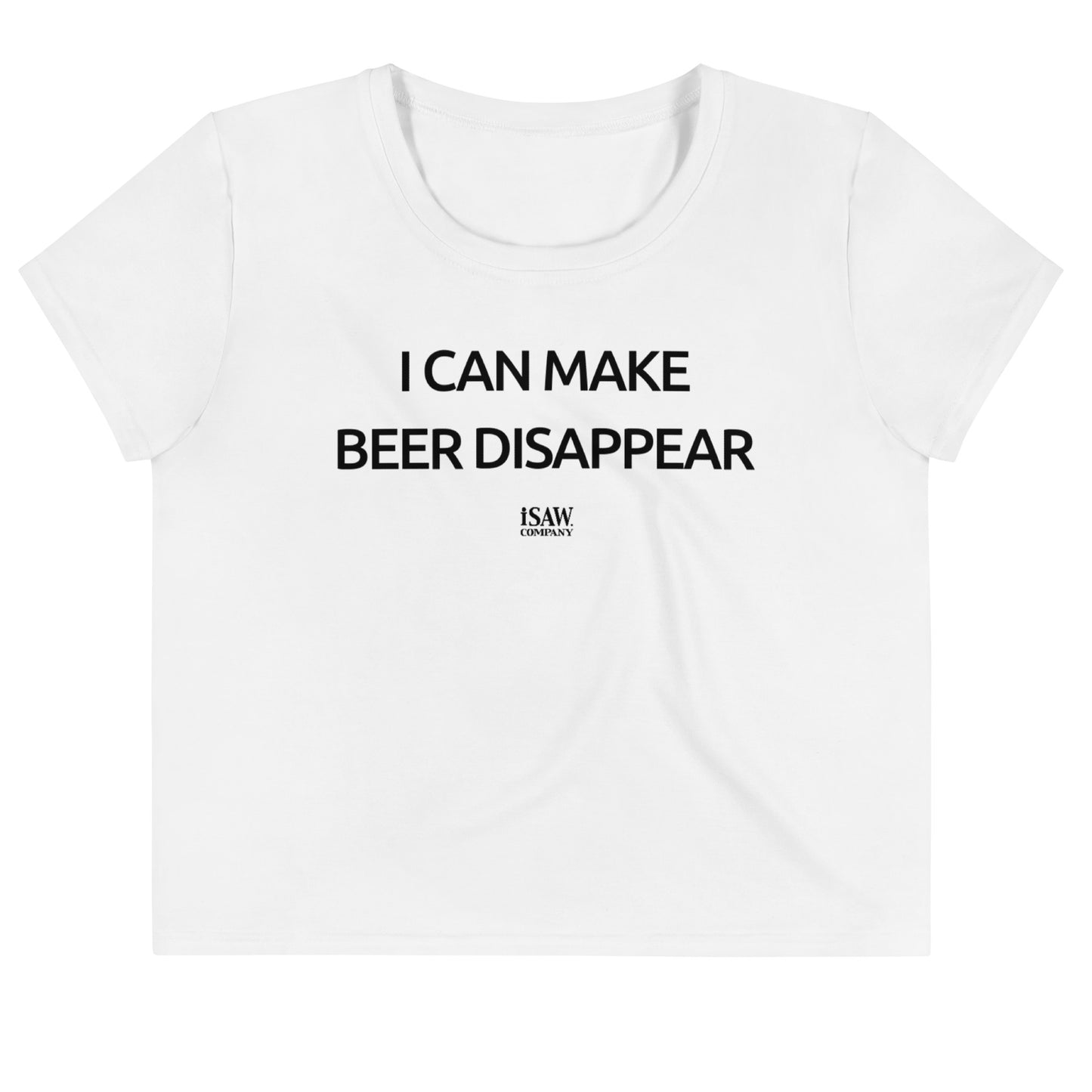 I Can Make Beer Disappear - Womens White Crop Tee - iSAW Company