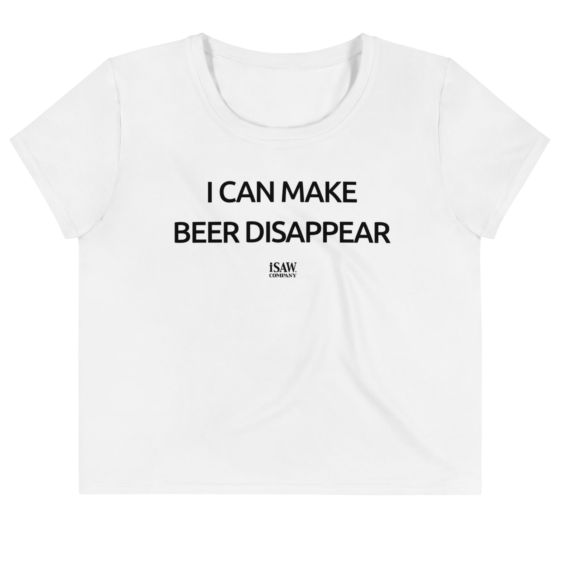 I Can Make Beer Disappear - Womens White Crop Tee - iSAW Company