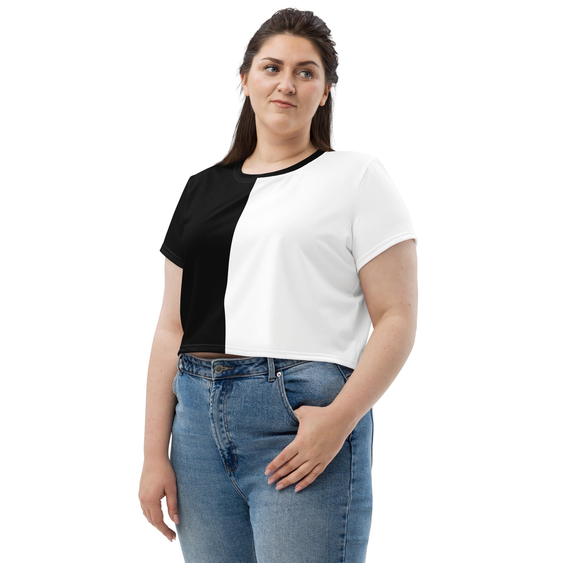 Half Black Half White - Womens Crop Tee - iSAW Company