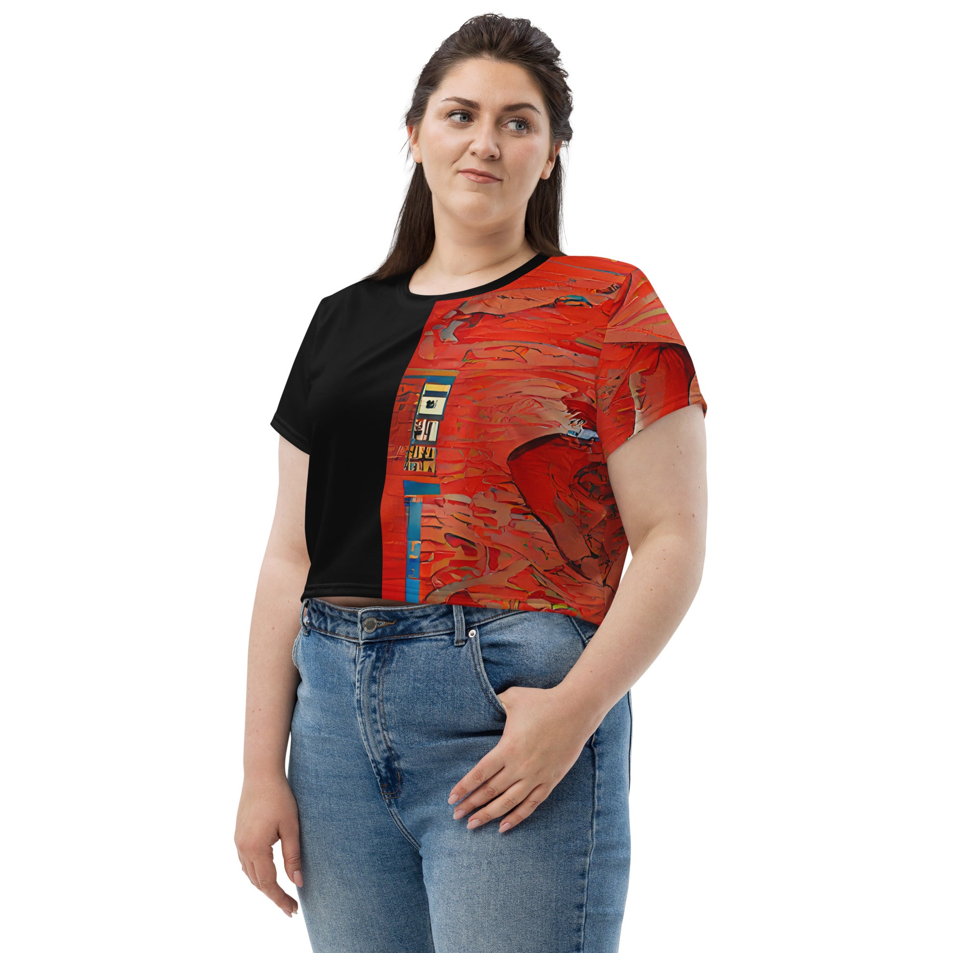 Half Black Half Hónghǎi - Womens Crop Tee - iSAW Company