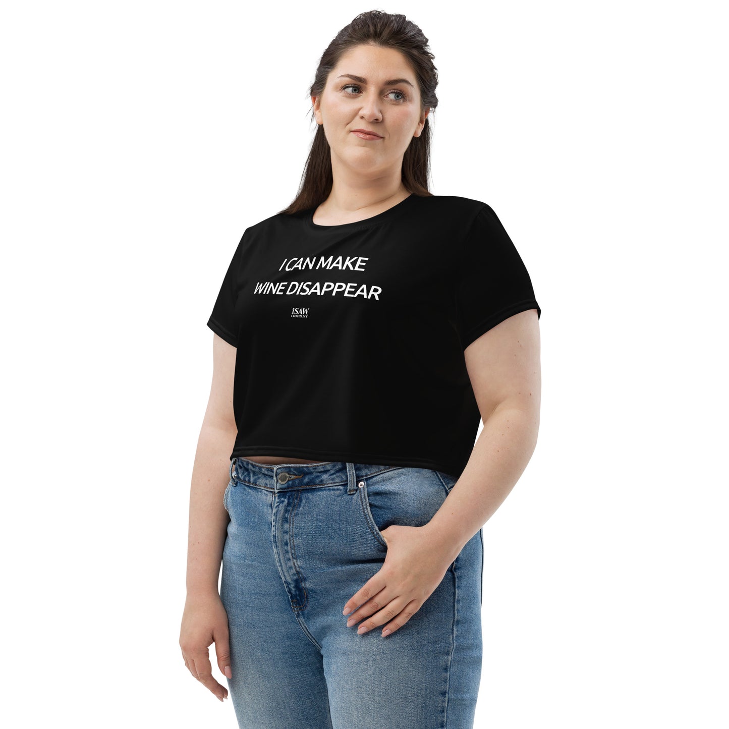 I Can Make Wine Disappear - Womens Black Crop Tee - iSAW Company