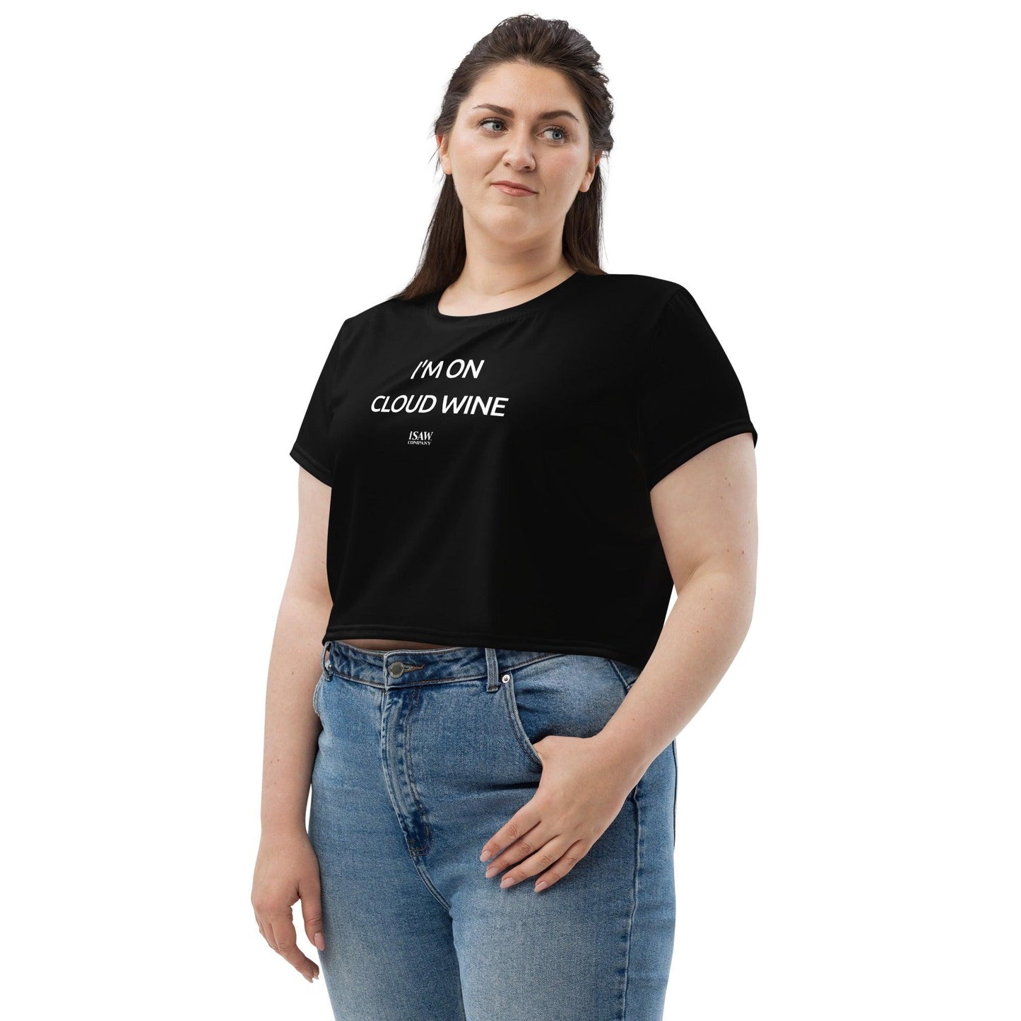 I'm On Cloud Wine - Womens Black Crop Tee