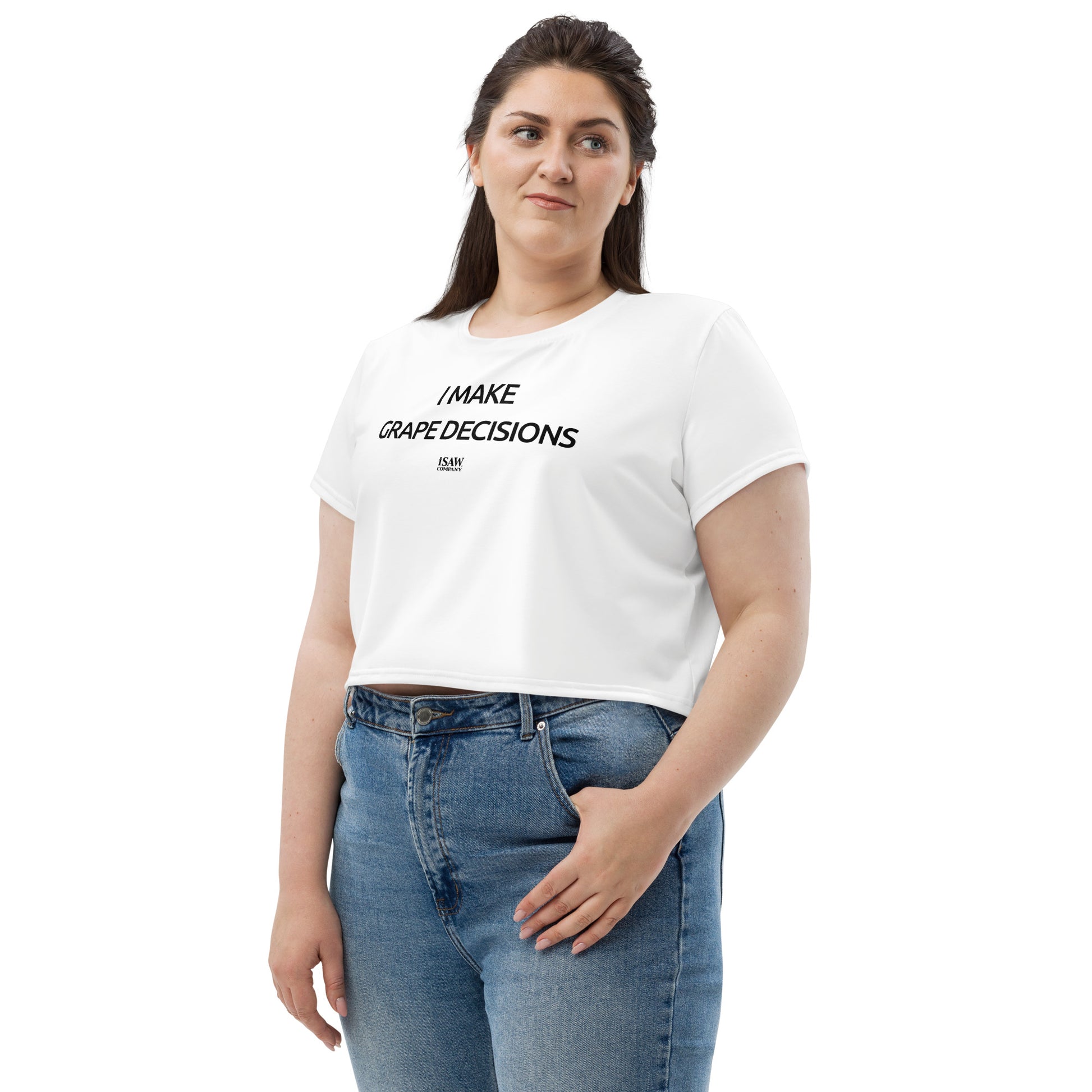 I Make Grape Decisions - Womens White Crop Tee - iSAW Company