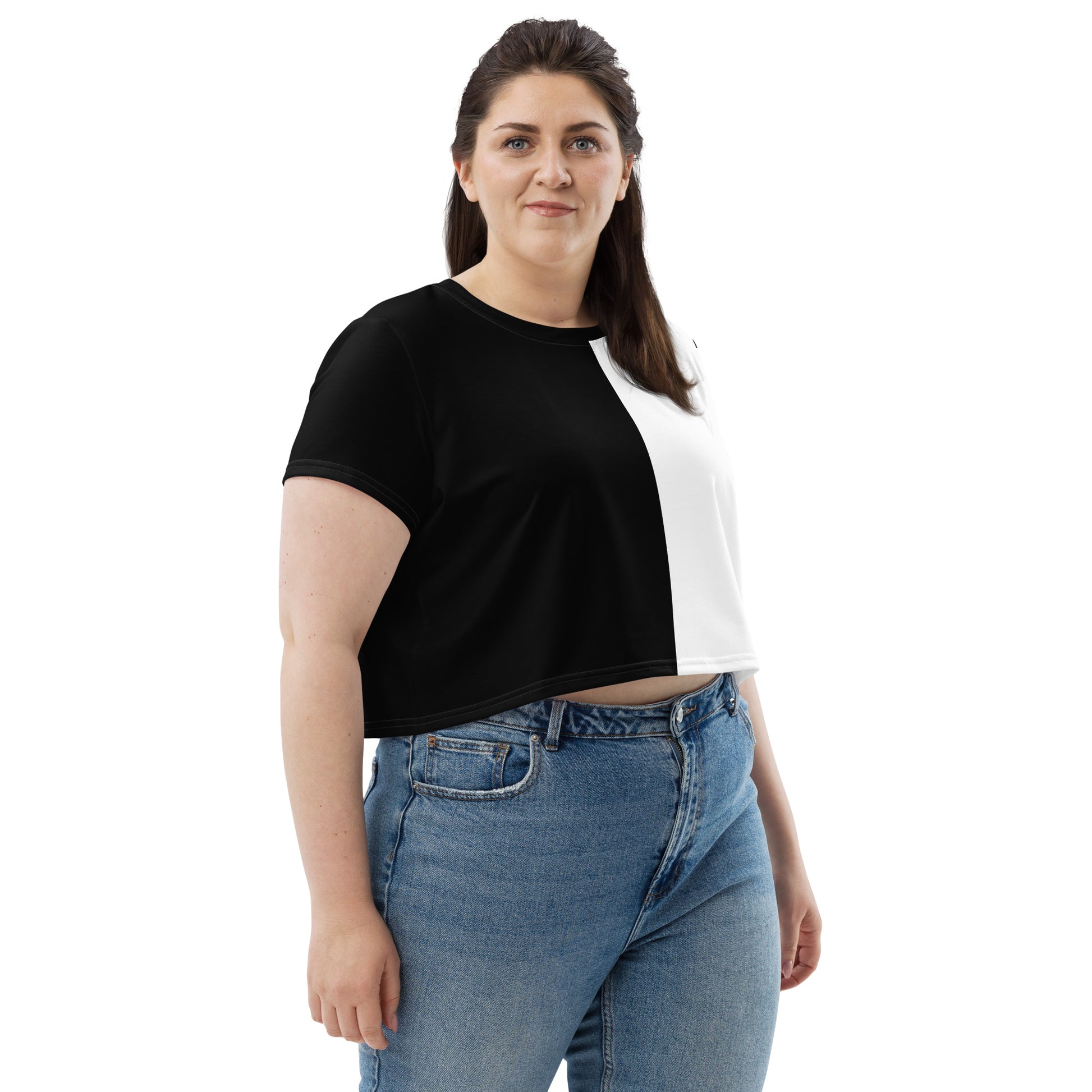 Half Black Half White - Womens Crop Tee - iSAW Company