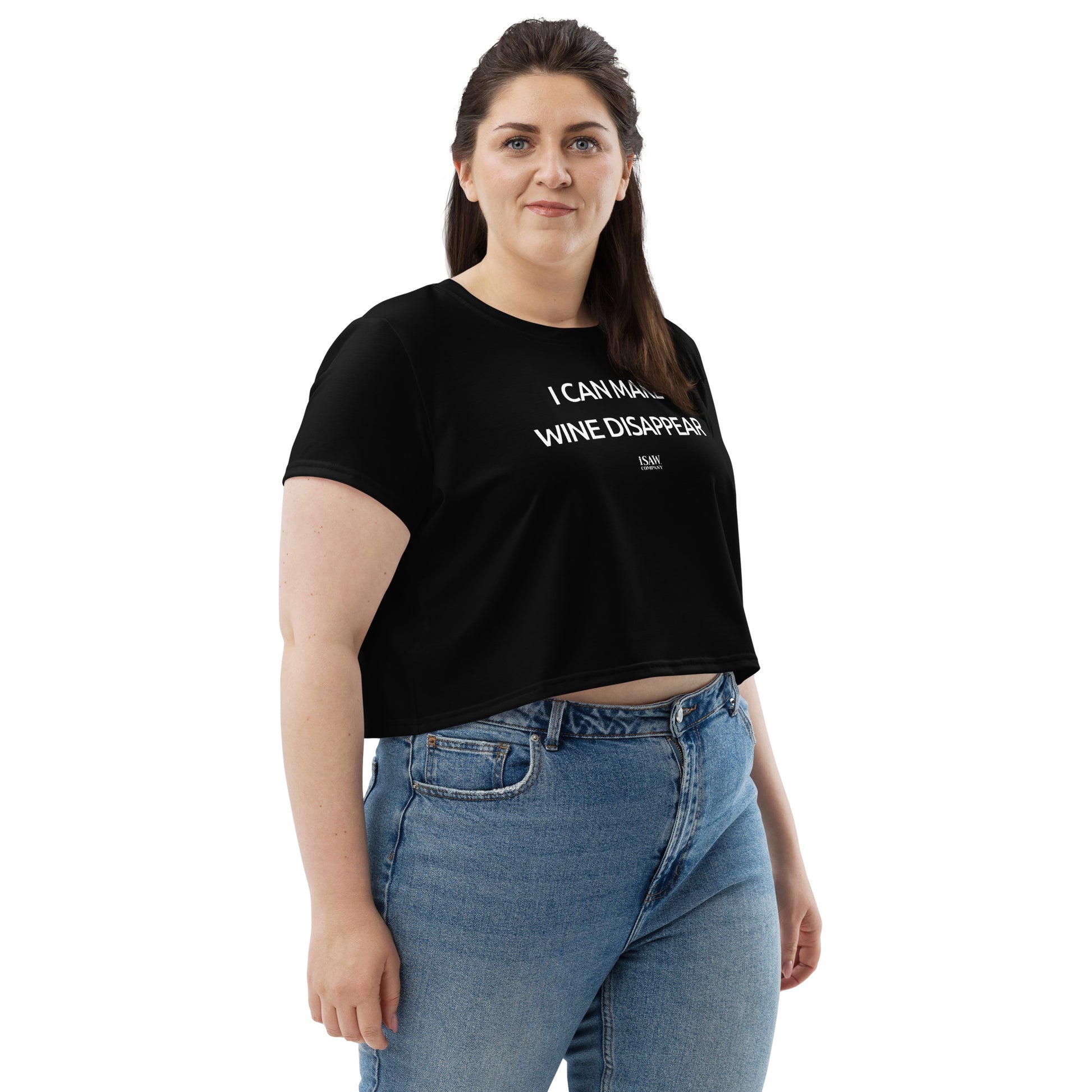 I Can Make Wine Disappear - Womens Black Crop Tee - iSAW Company