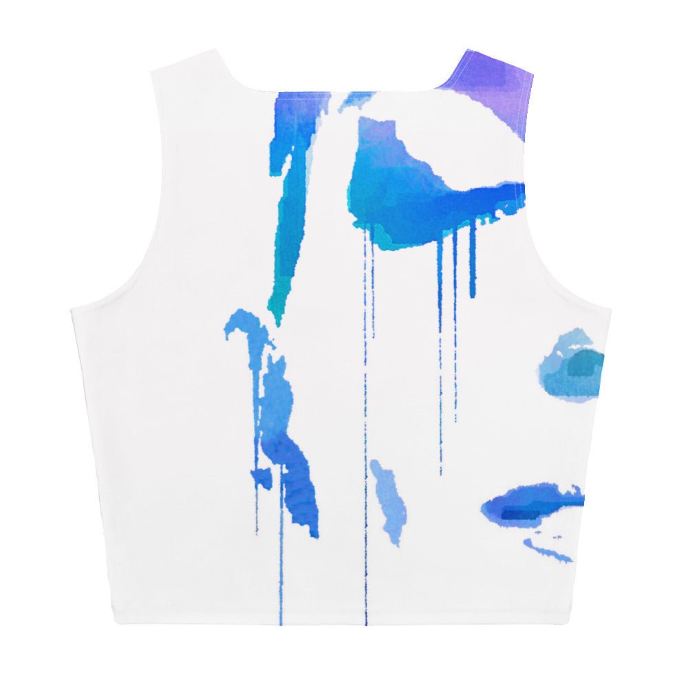 Tracks of My Tears - Womens Blue Crop Top - iSAW Company