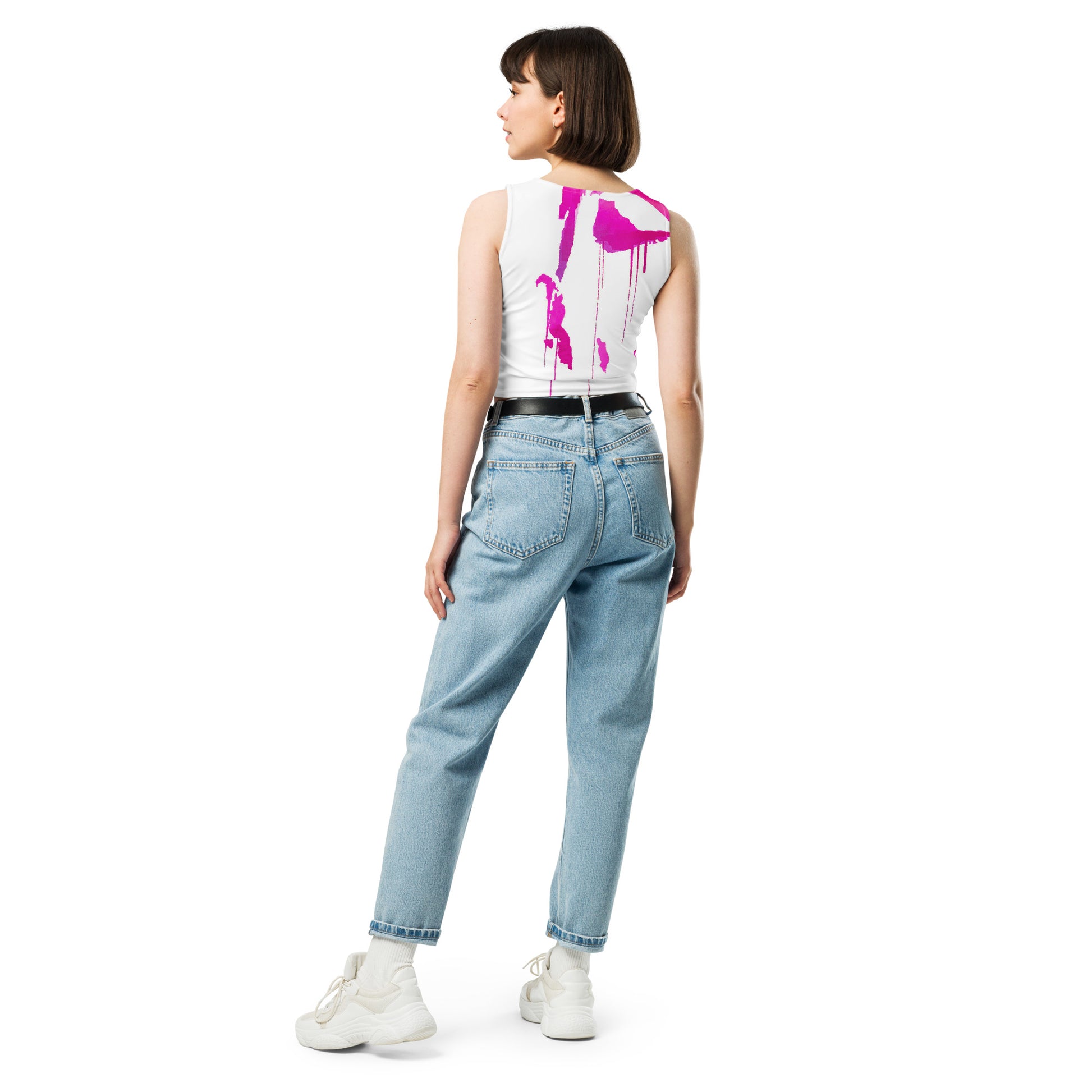 Tracks of My Tears - Womens Pink Crop Top - iSAW Company