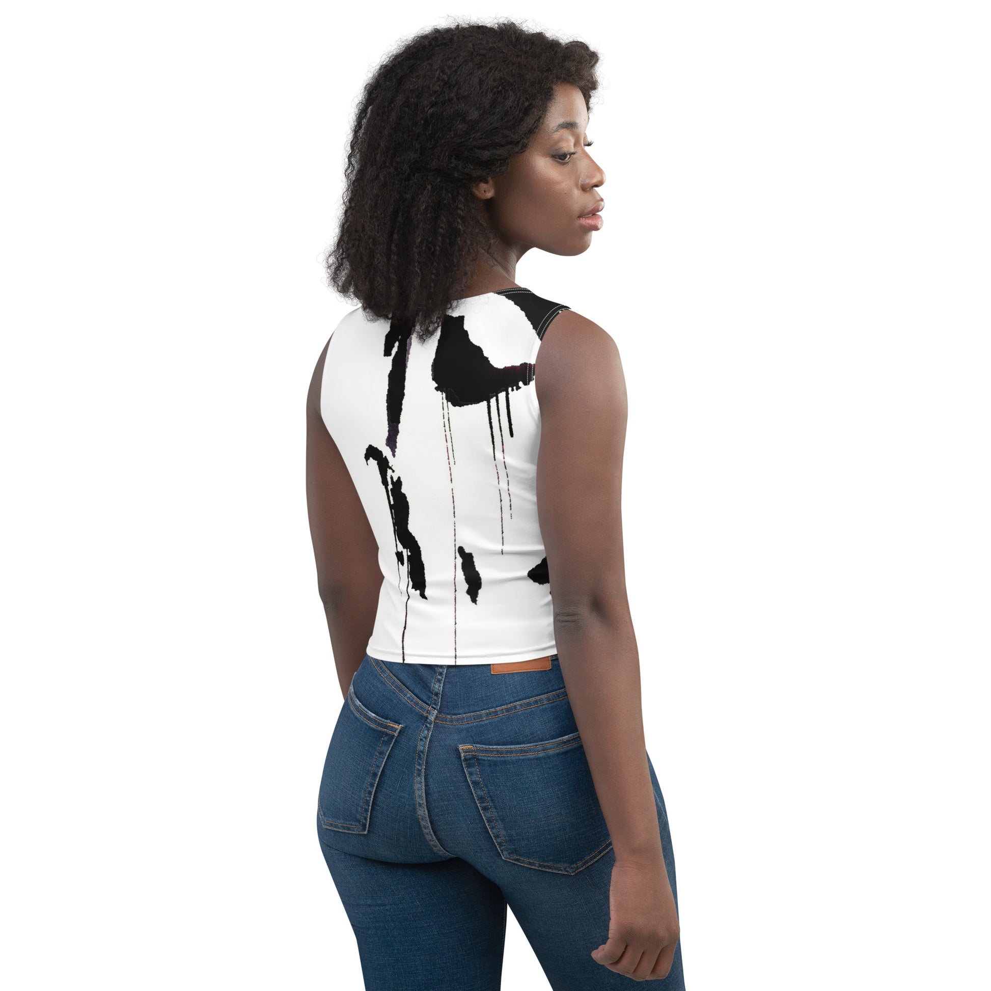 Tracks of My Tears - Womens Black Crop Top - iSAW Company