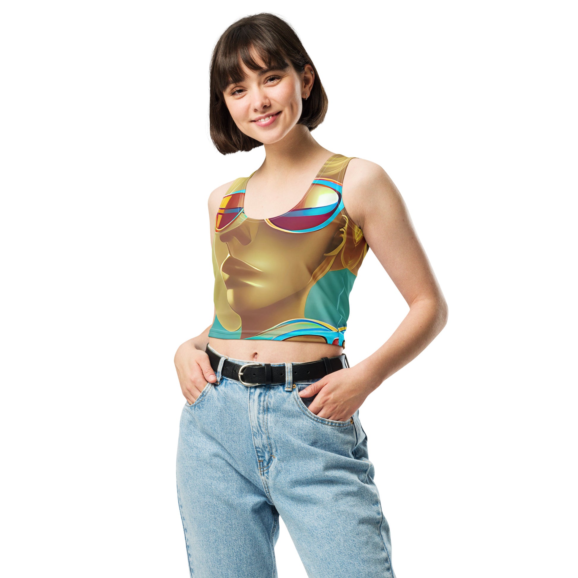 Retro Cool Blue - Womens Crop Top - iSAW Company