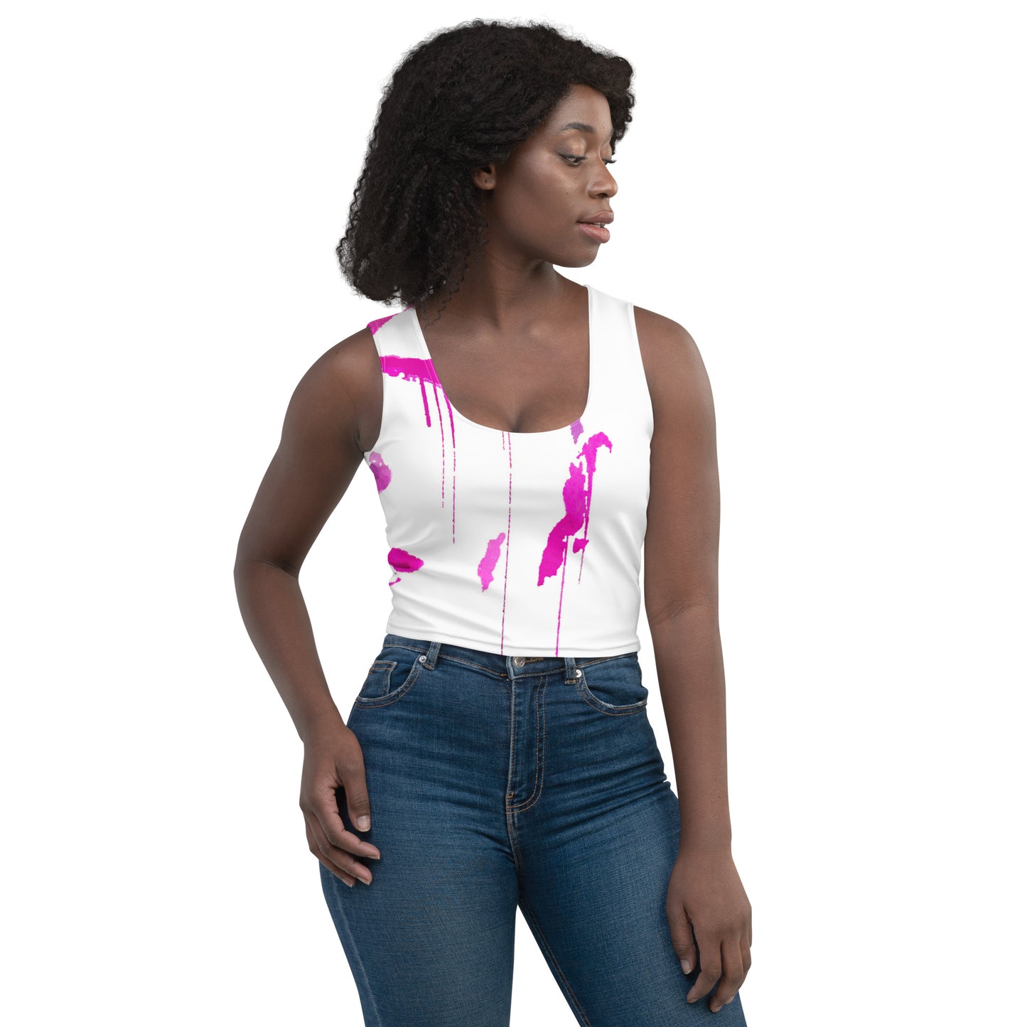 Tracks of My Tears - Womens Pink Crop Top - iSAW Company