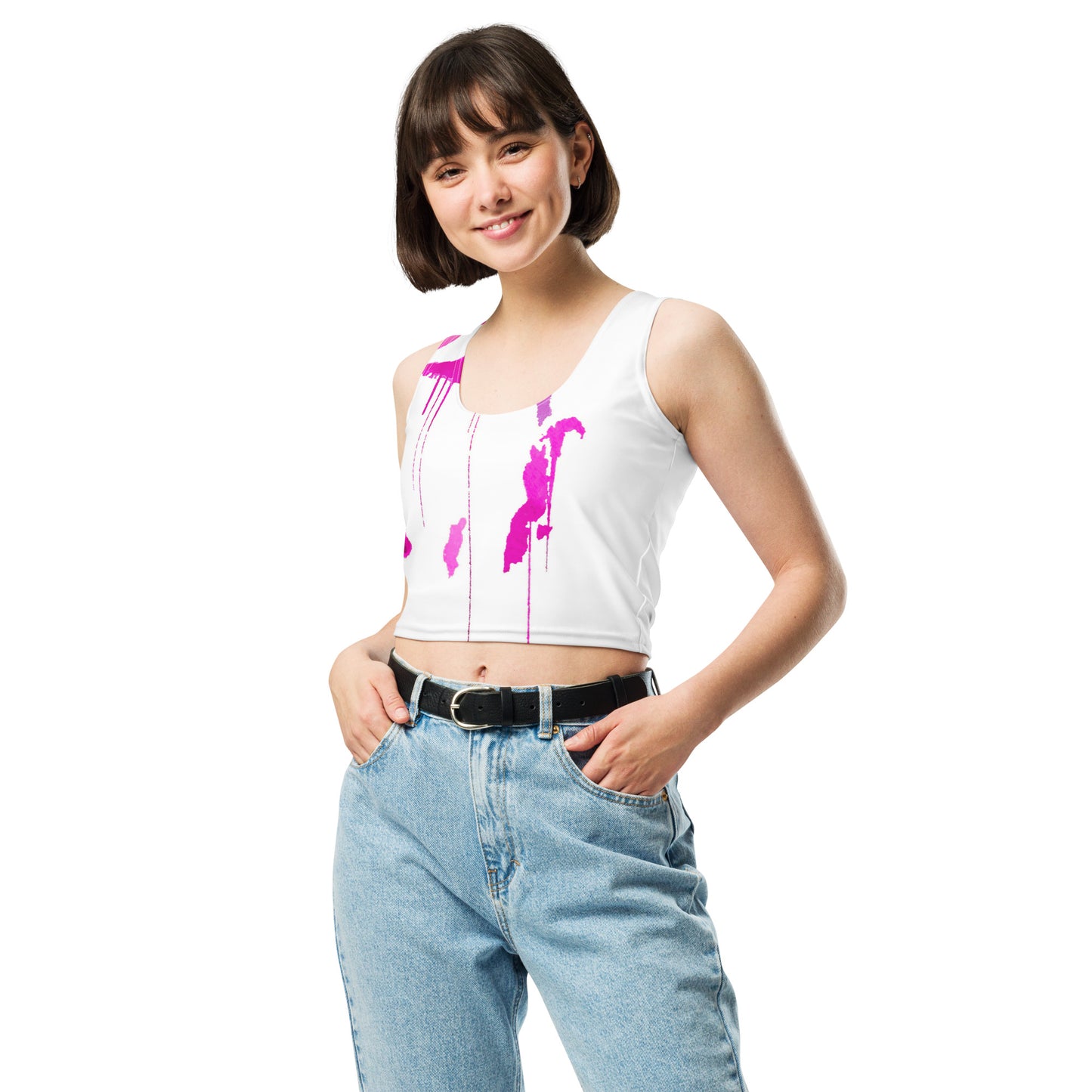 Tracks of My Tears - Womens Pink Crop Top - iSAW Company