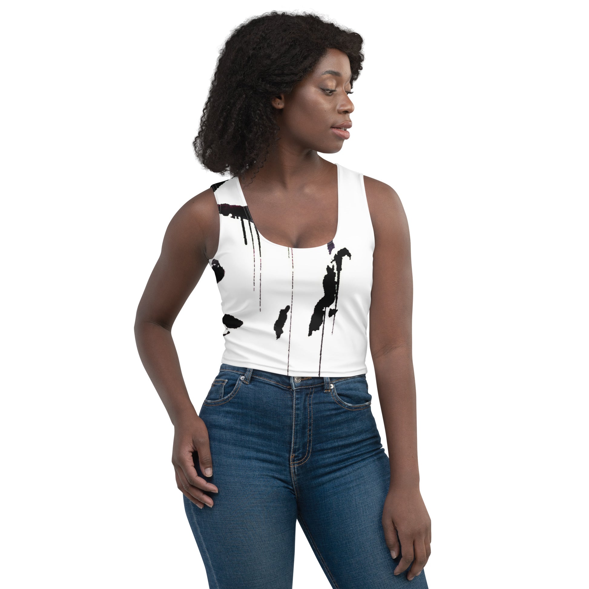 Tracks of My Tears - Womens Black Crop Top - iSAW Company