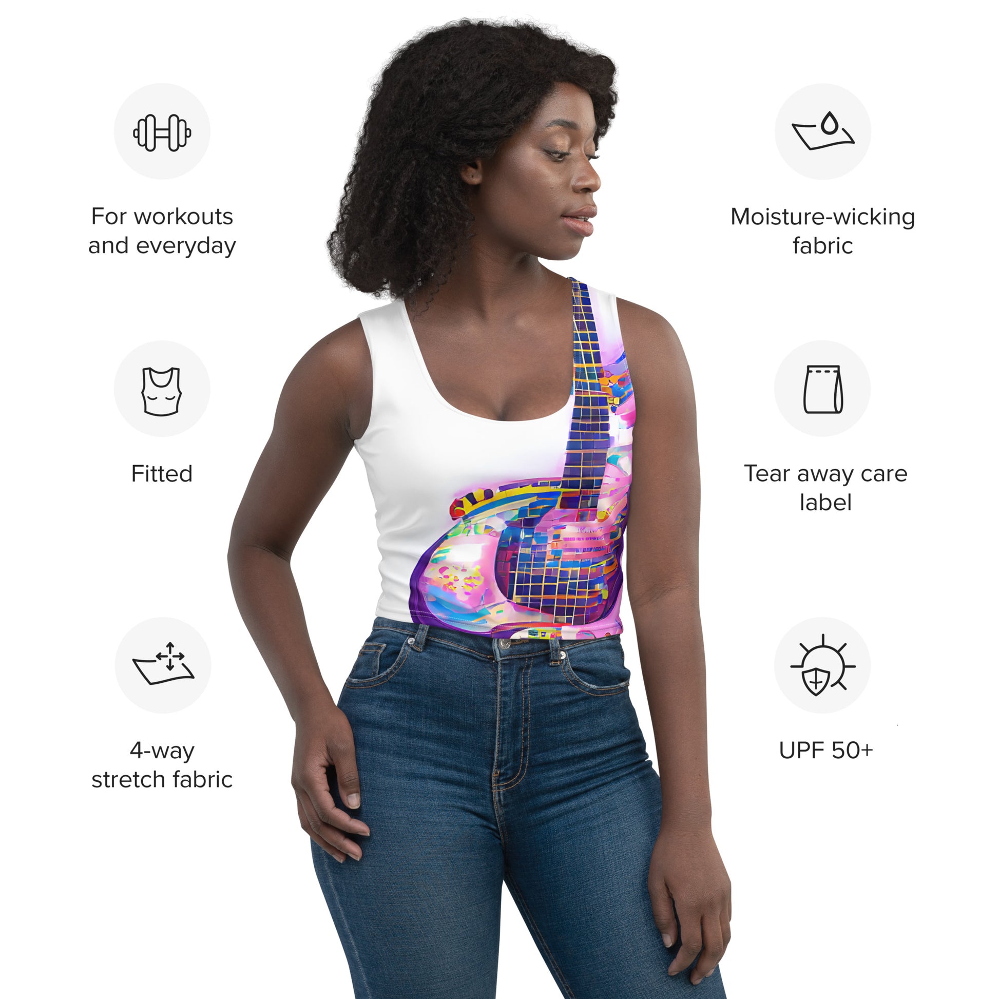 Hippie Guitar - Womens Crop Top - iSAW Company