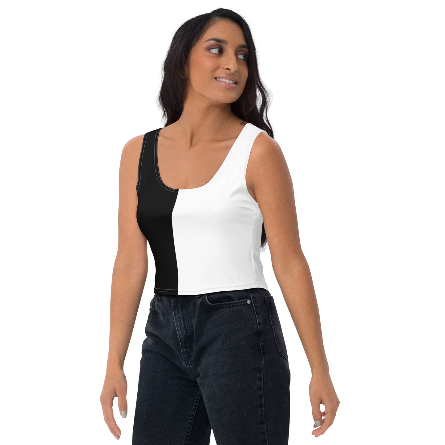 Half Black Half White - Womens Crop Top - iSAW Company