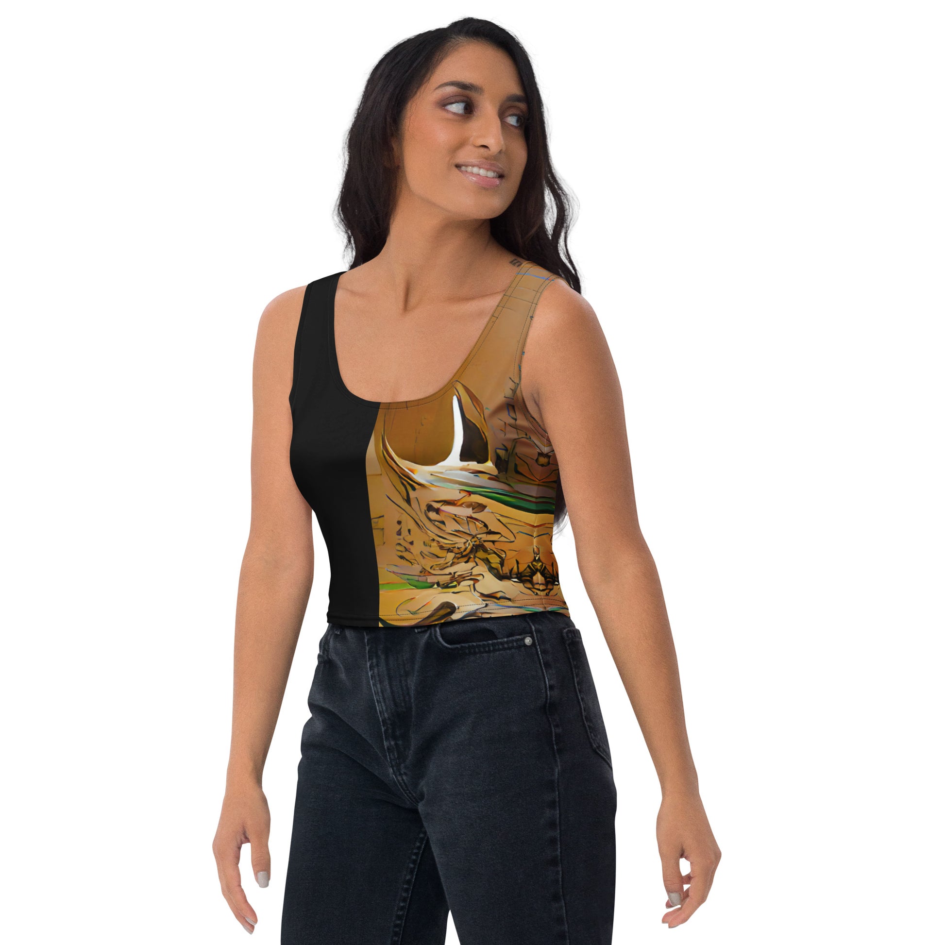 Half Black Half Gāolàng - Womens Crop Top - iSAW Company