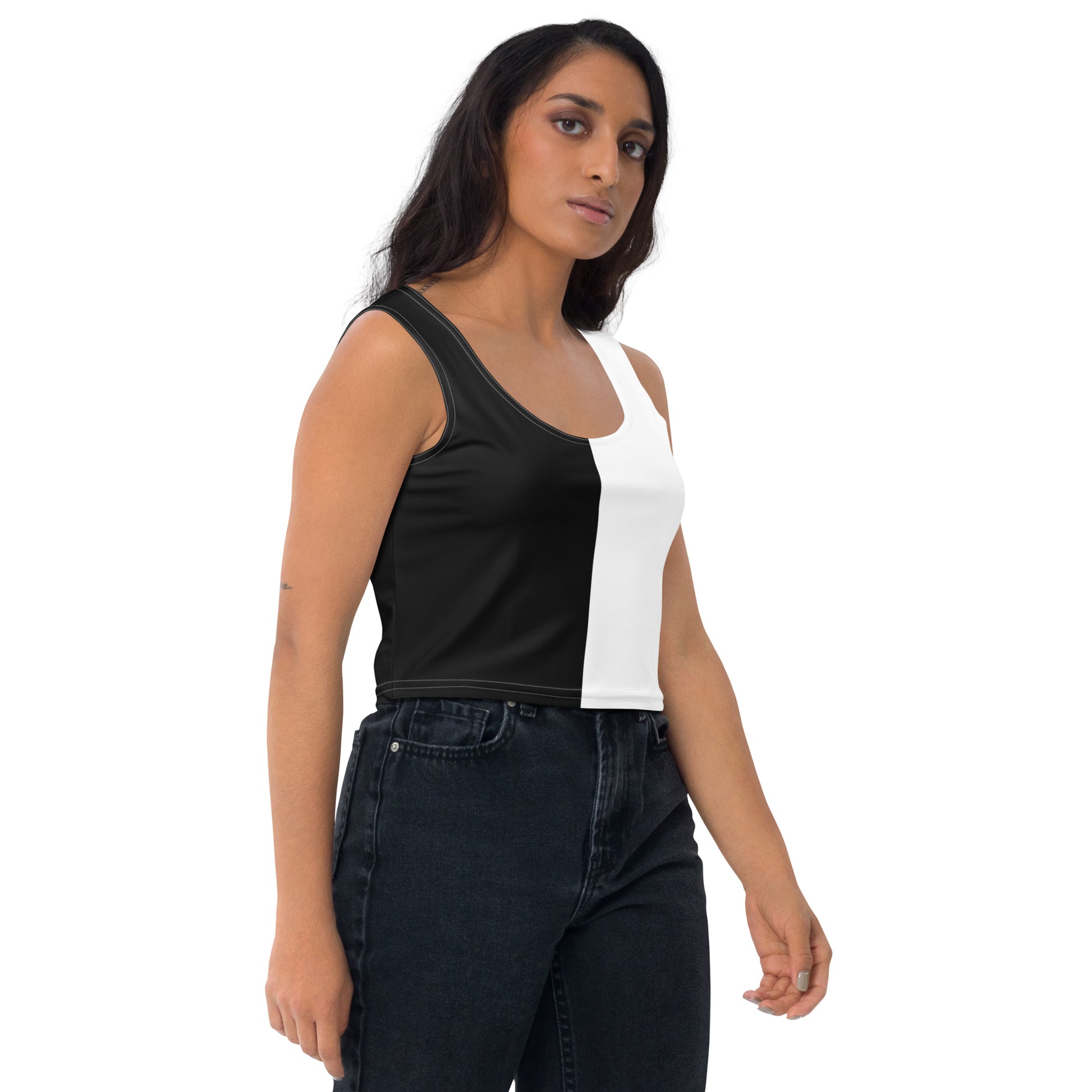 Half Black Half White - Womens Crop Top - iSAW Company