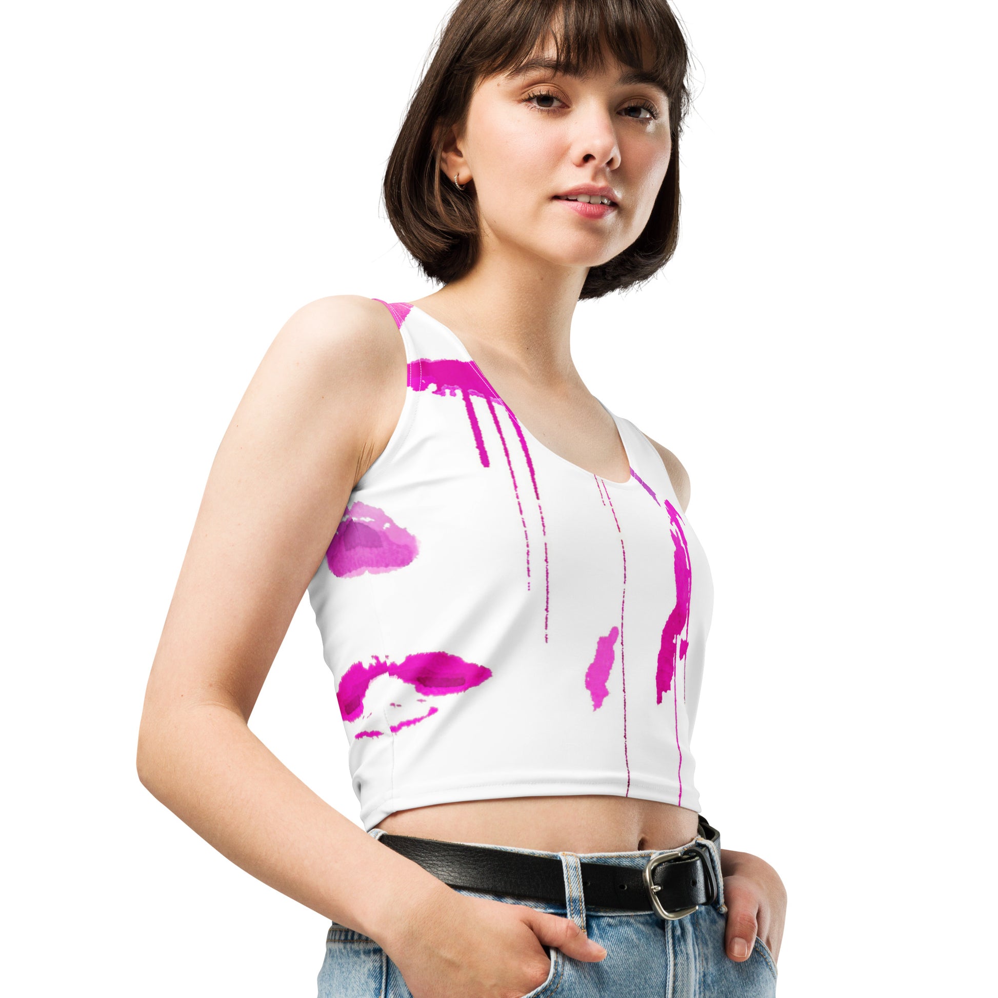 Tracks of My Tears - Womens Pink Crop Top - iSAW Company