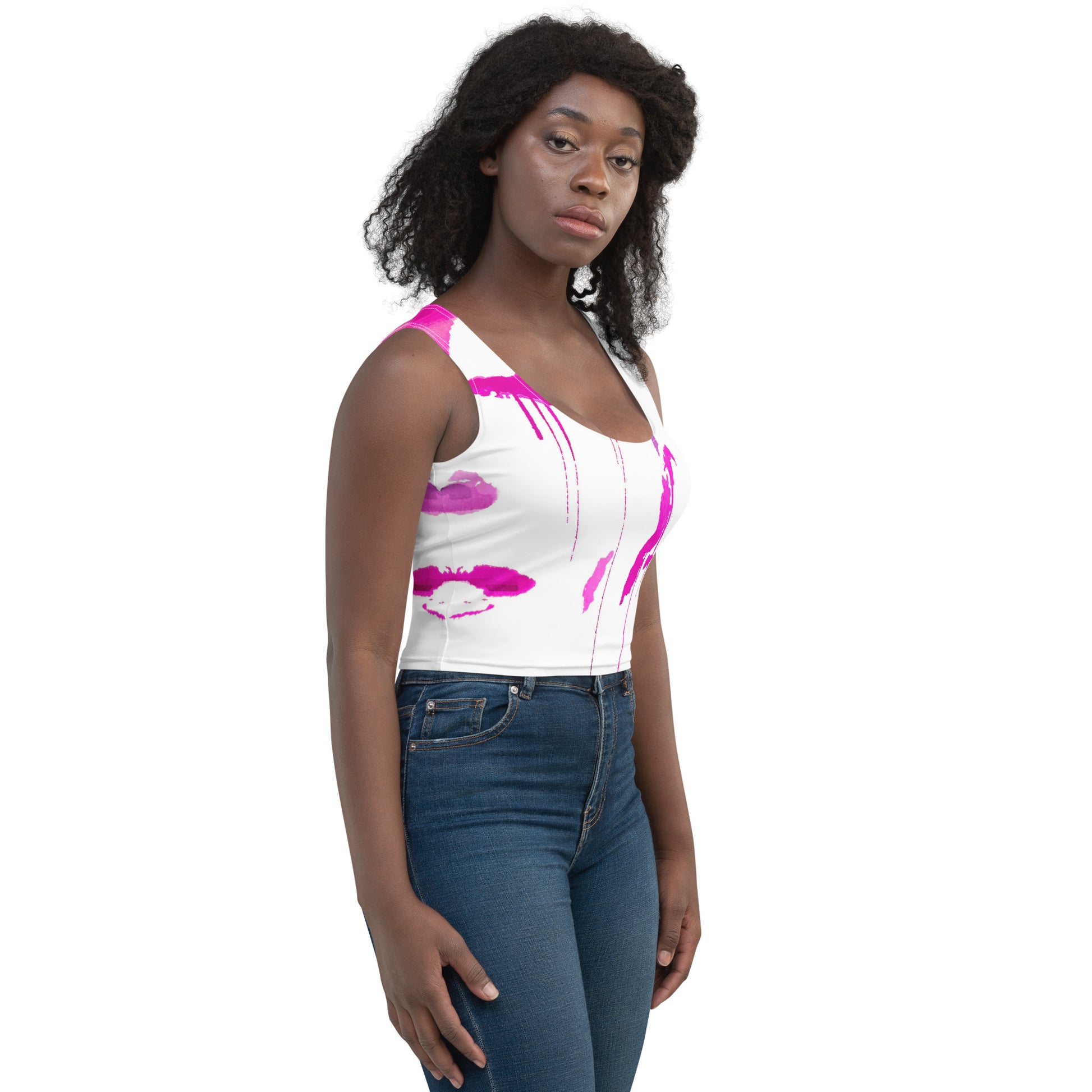 Tracks of My Tears - Womens Pink Crop Top - iSAW Company