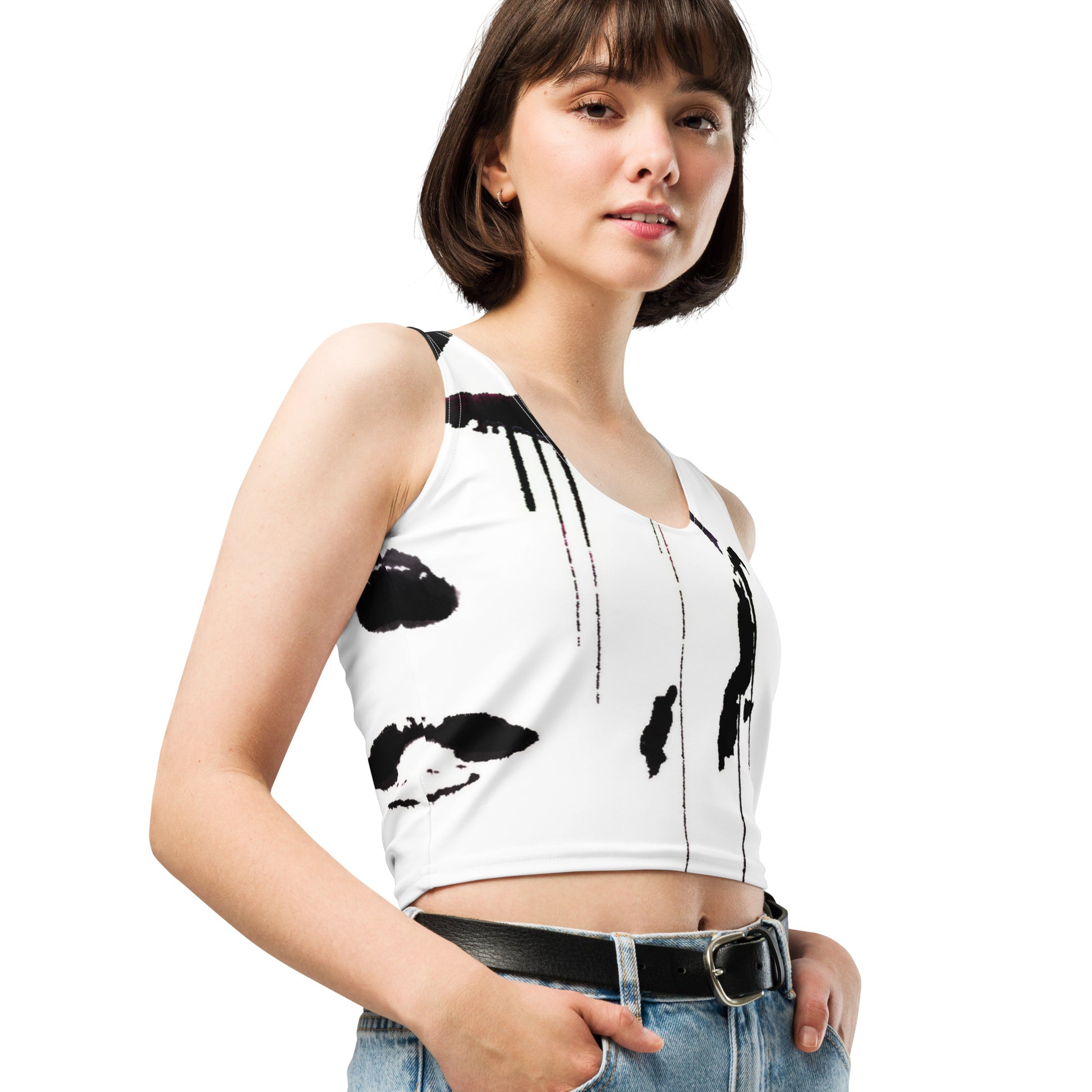 Tracks of My Tears - Womens Black Crop Top - iSAW Company