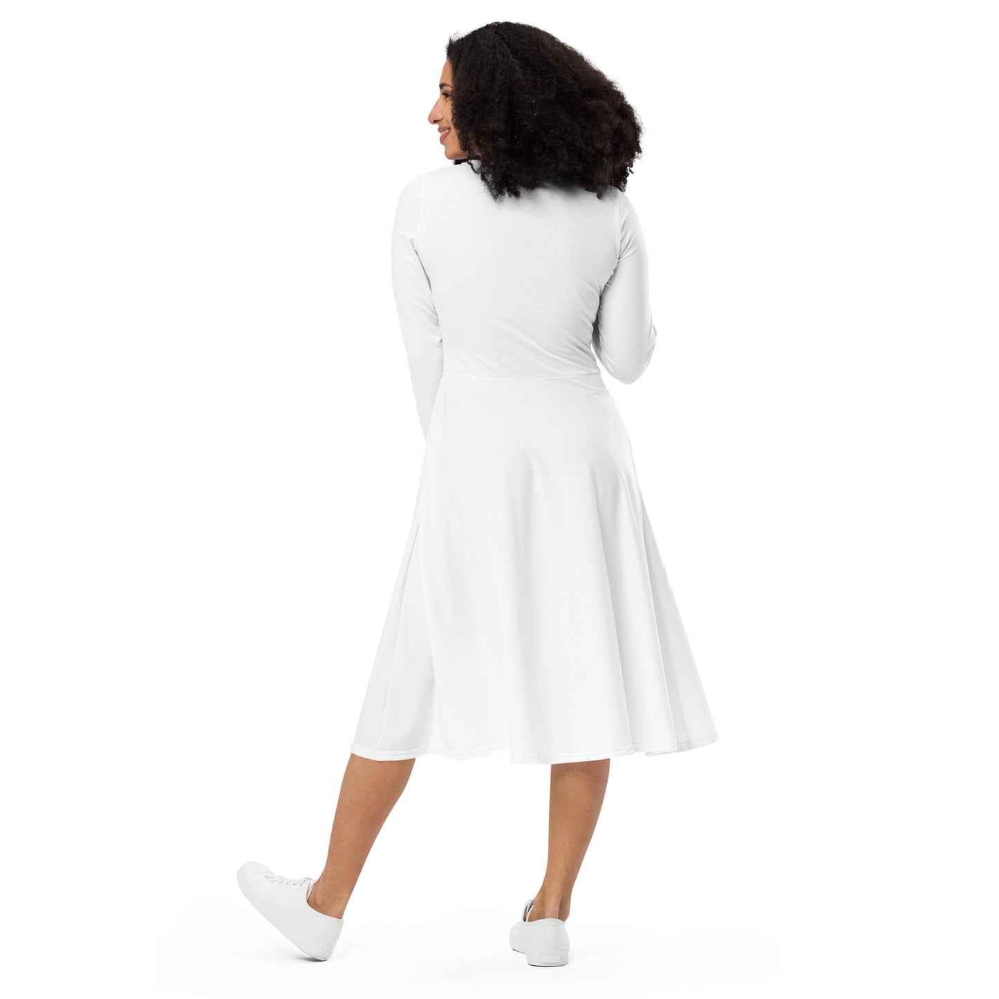 iSAW Womens White Long Sleeve Midi Dress - iSAW Company