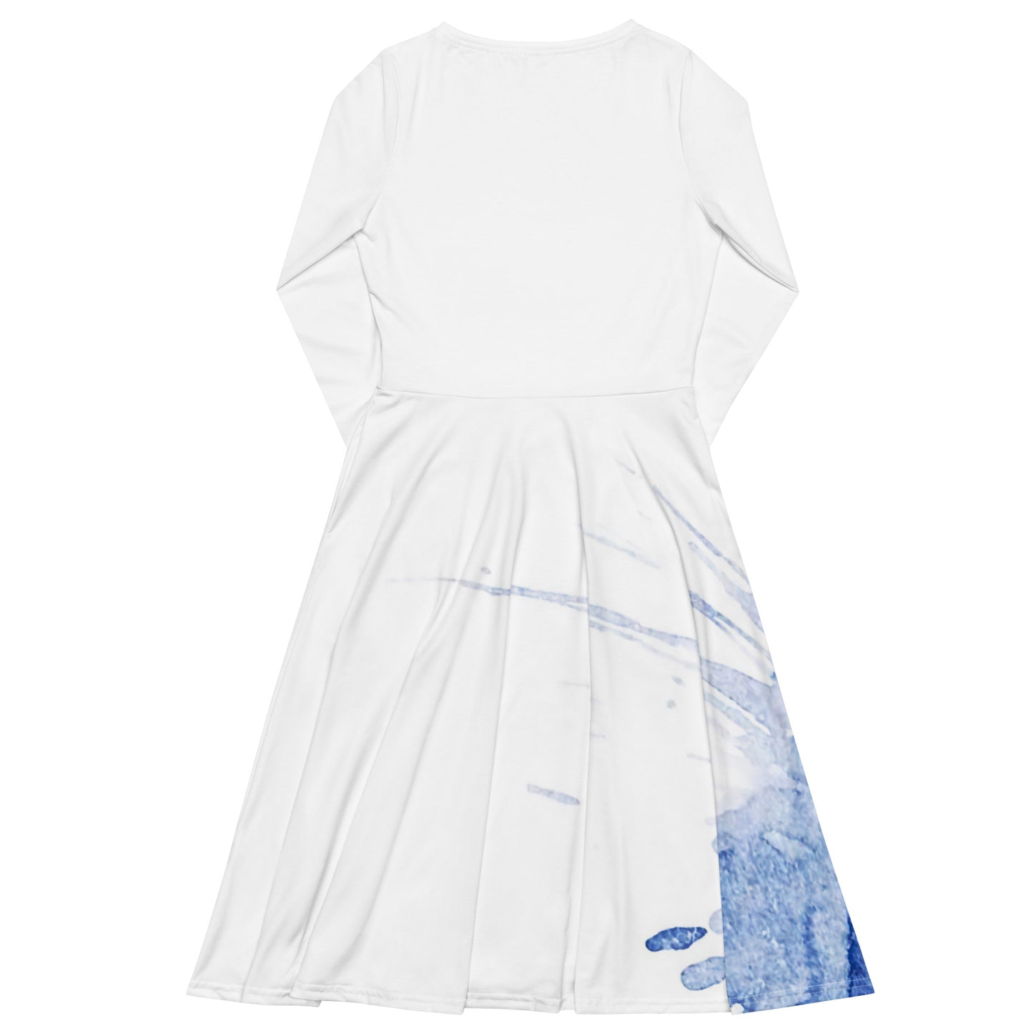 Watercolour Blue Splash - Womens Long Sleeve Midi Dress - iSAW Company