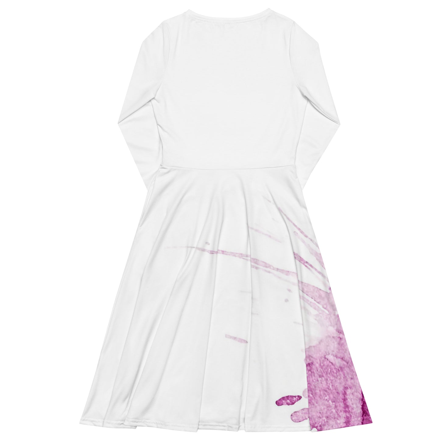 Watercolour Pink Splash - Womens Long Sleeve Midi Dress - iSAW Company