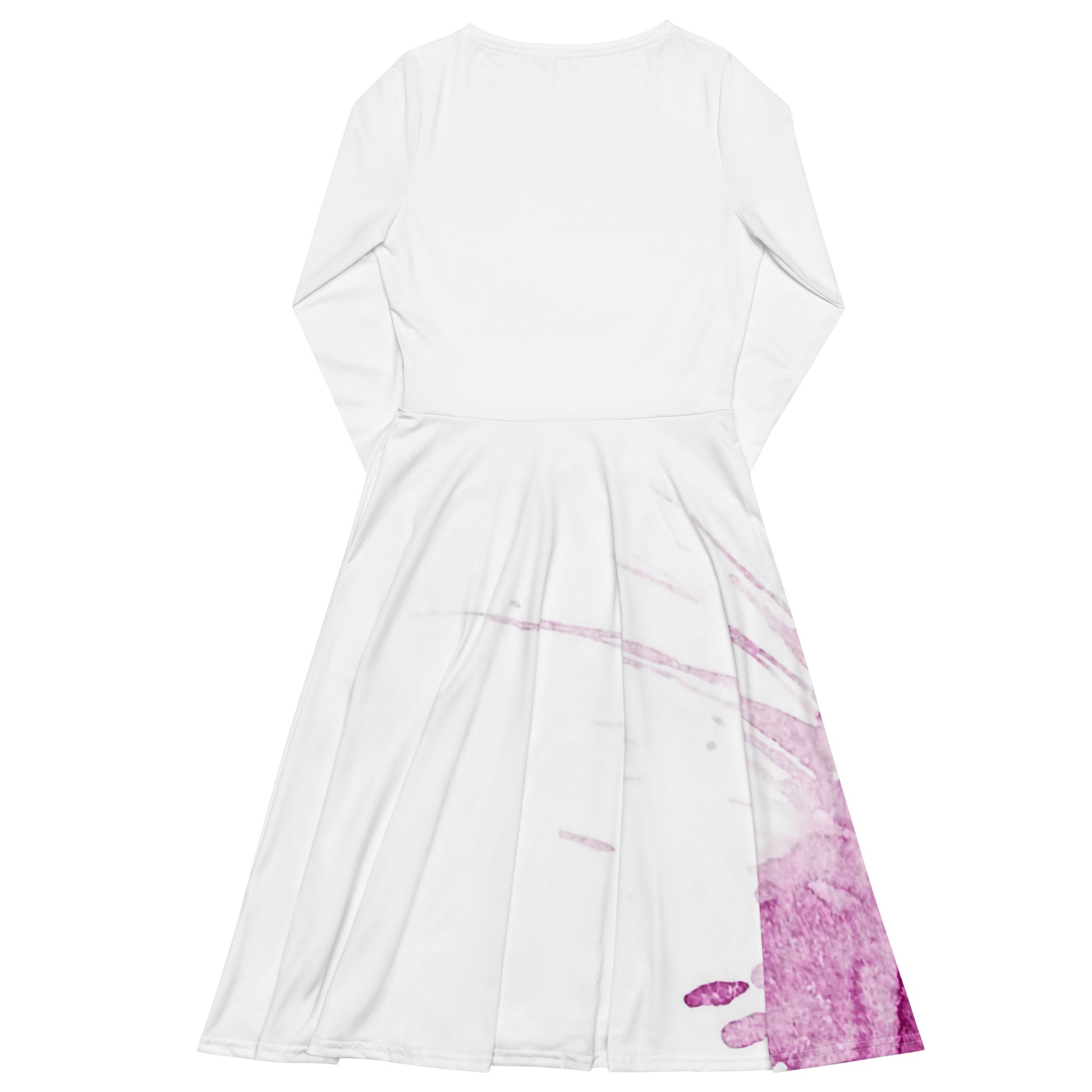 Watercolour Pink Splash - Womens Long Sleeve Midi Dress - iSAW Company