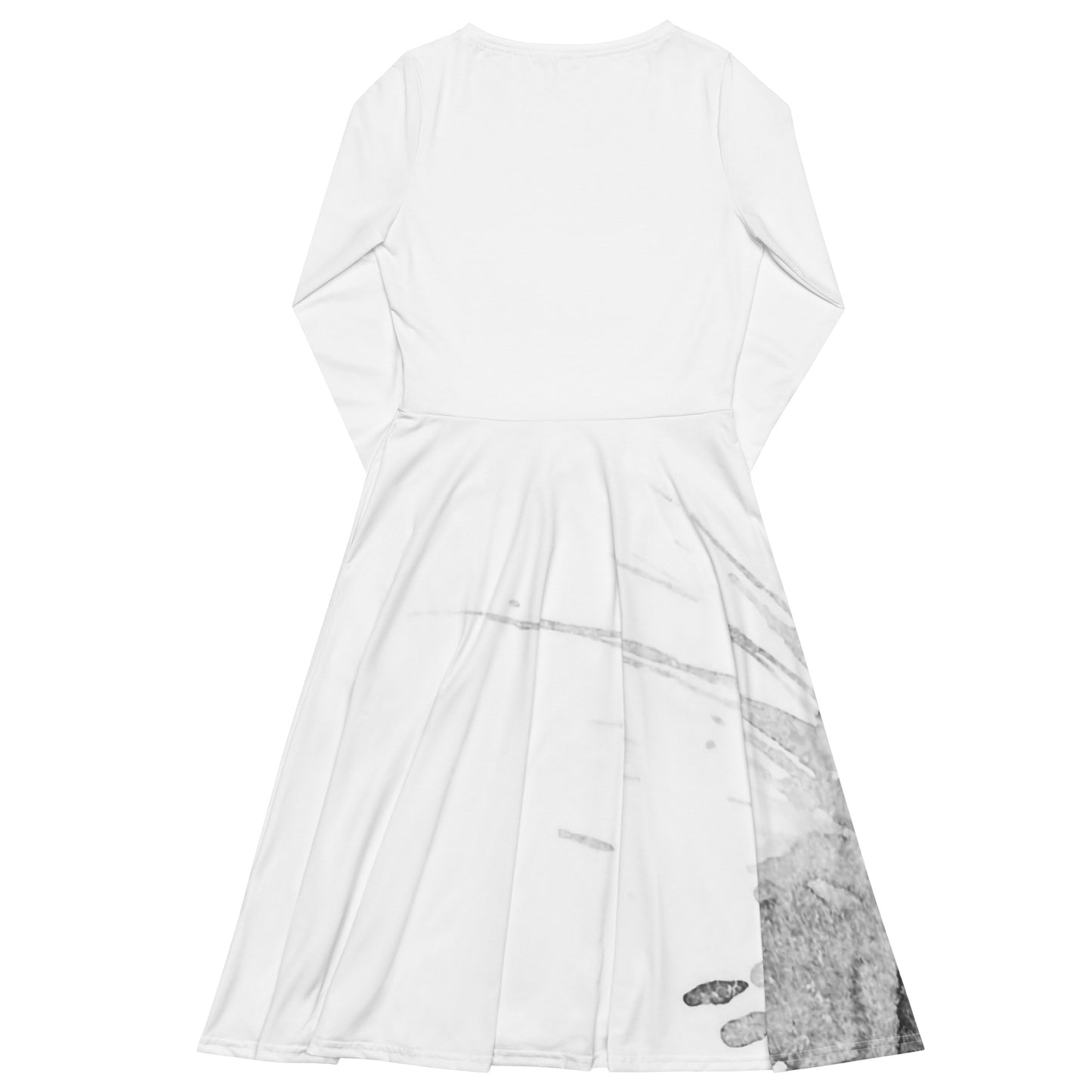Watercolour Grey Splash - Womens Long Sleeve Midi Dress - iSAW Company