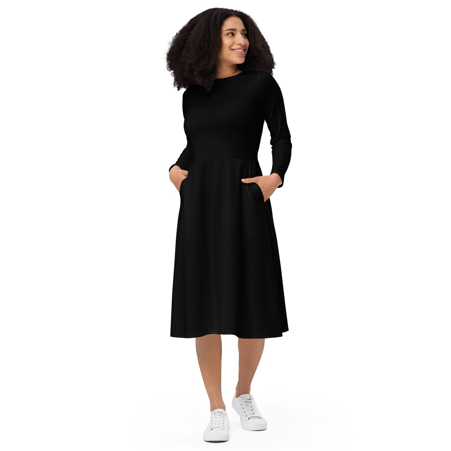 iSAW Womens Black Long Sleeve Midi Dress - iSAW Company