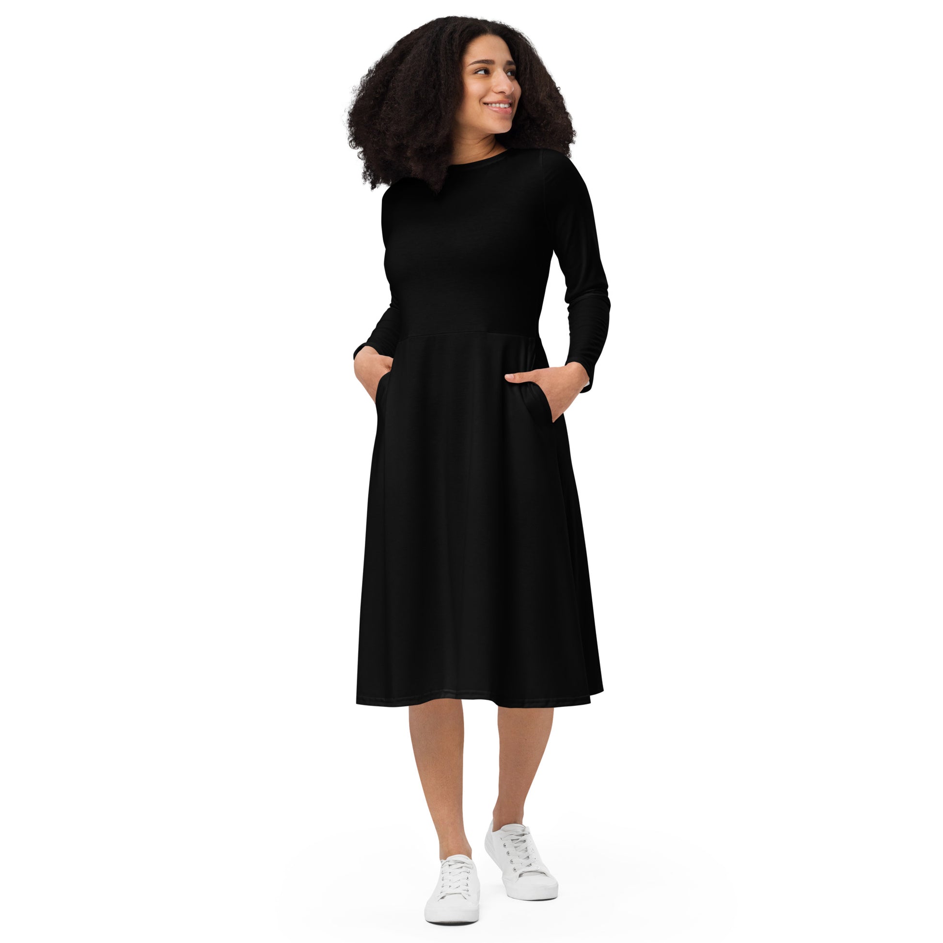 iSAW Womens Black Long Sleeve Midi Dress - iSAW Company