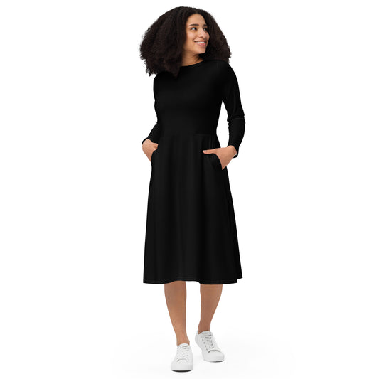 iSAW Womens Black Long Sleeve Midi Dress - iSAW Company