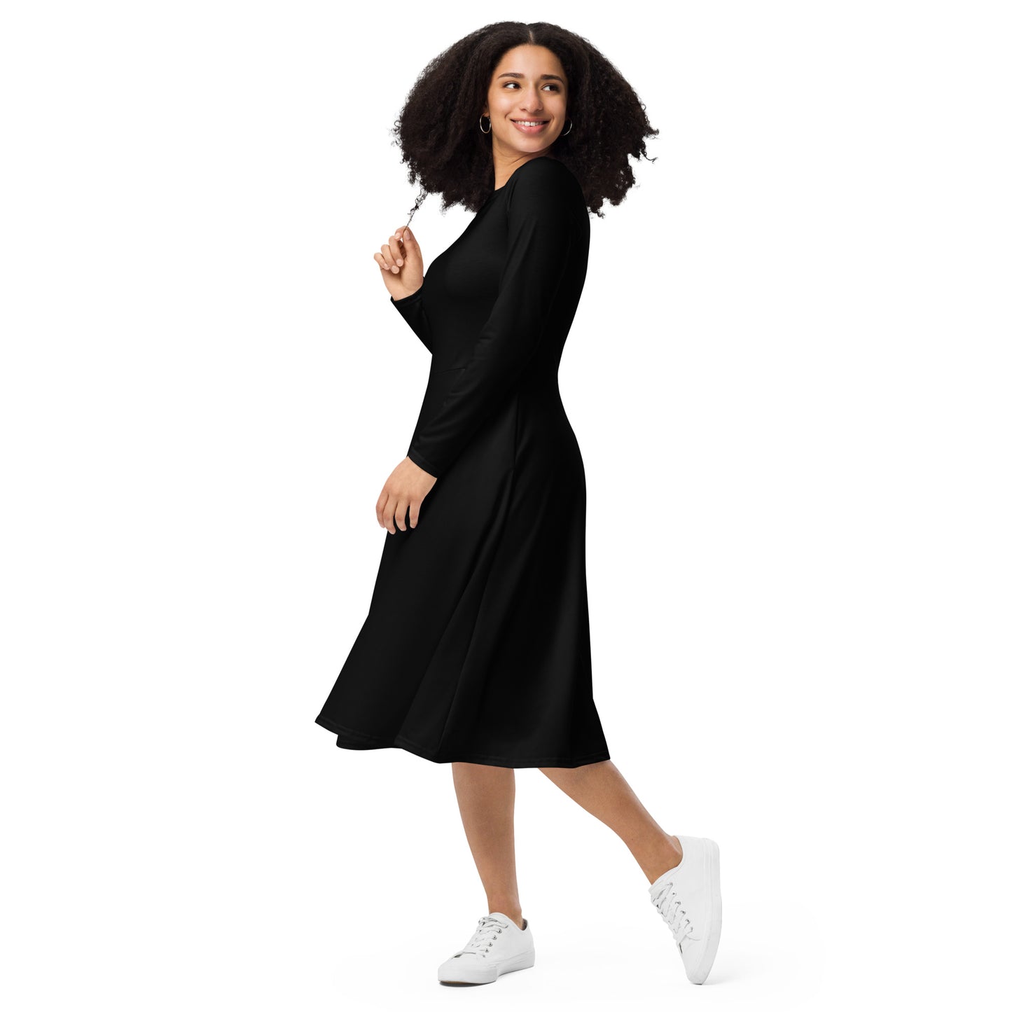 iSAW Womens Black Long Sleeve Midi Dress - iSAW Company