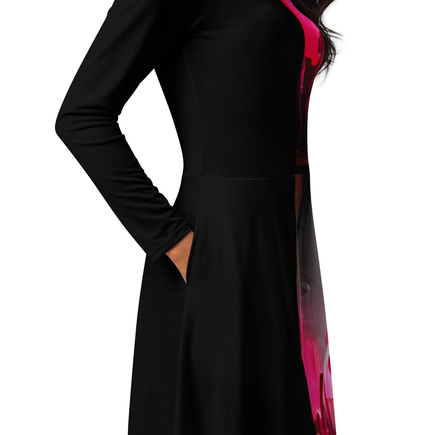 Half Black Half Báijiǔ - Womens Midi Dress