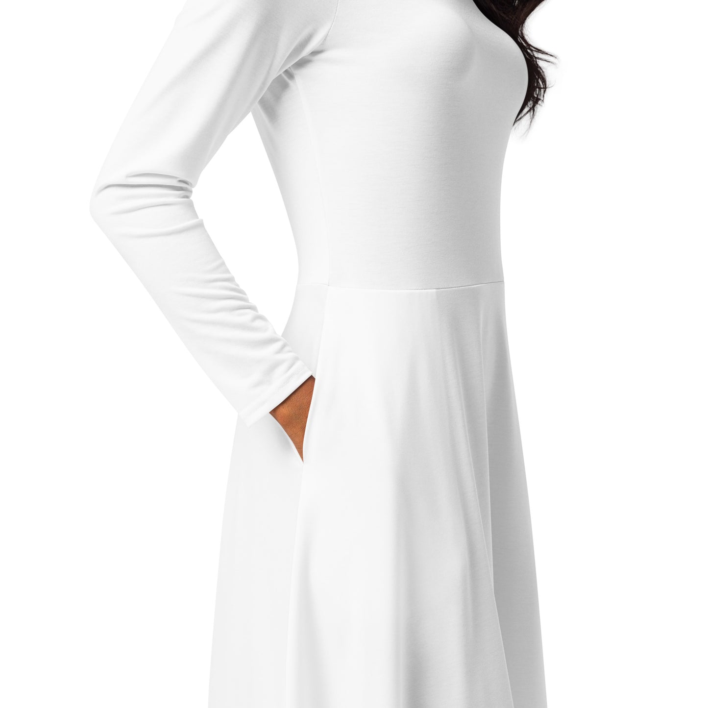 iSAW Womens White Long Sleeve Midi Dress - iSAW Company