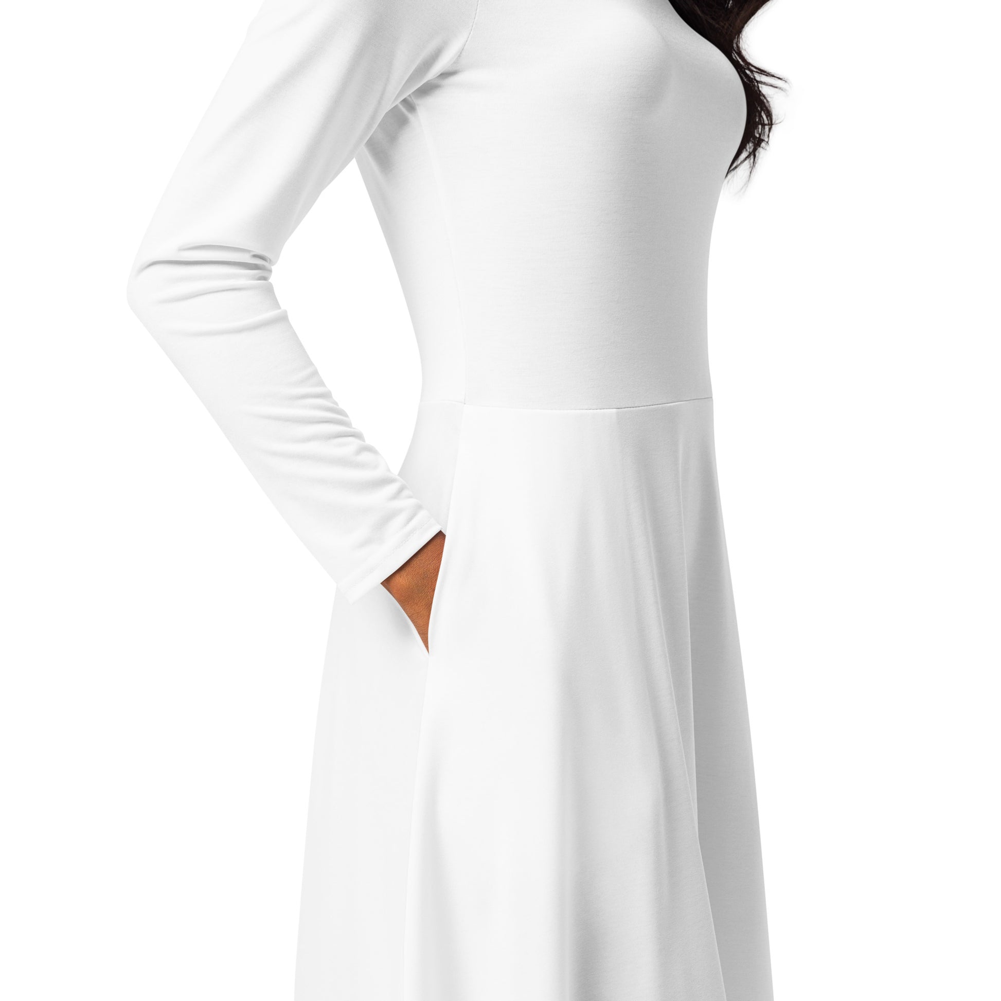 iSAW Womens White Long Sleeve Midi Dress - iSAW Company