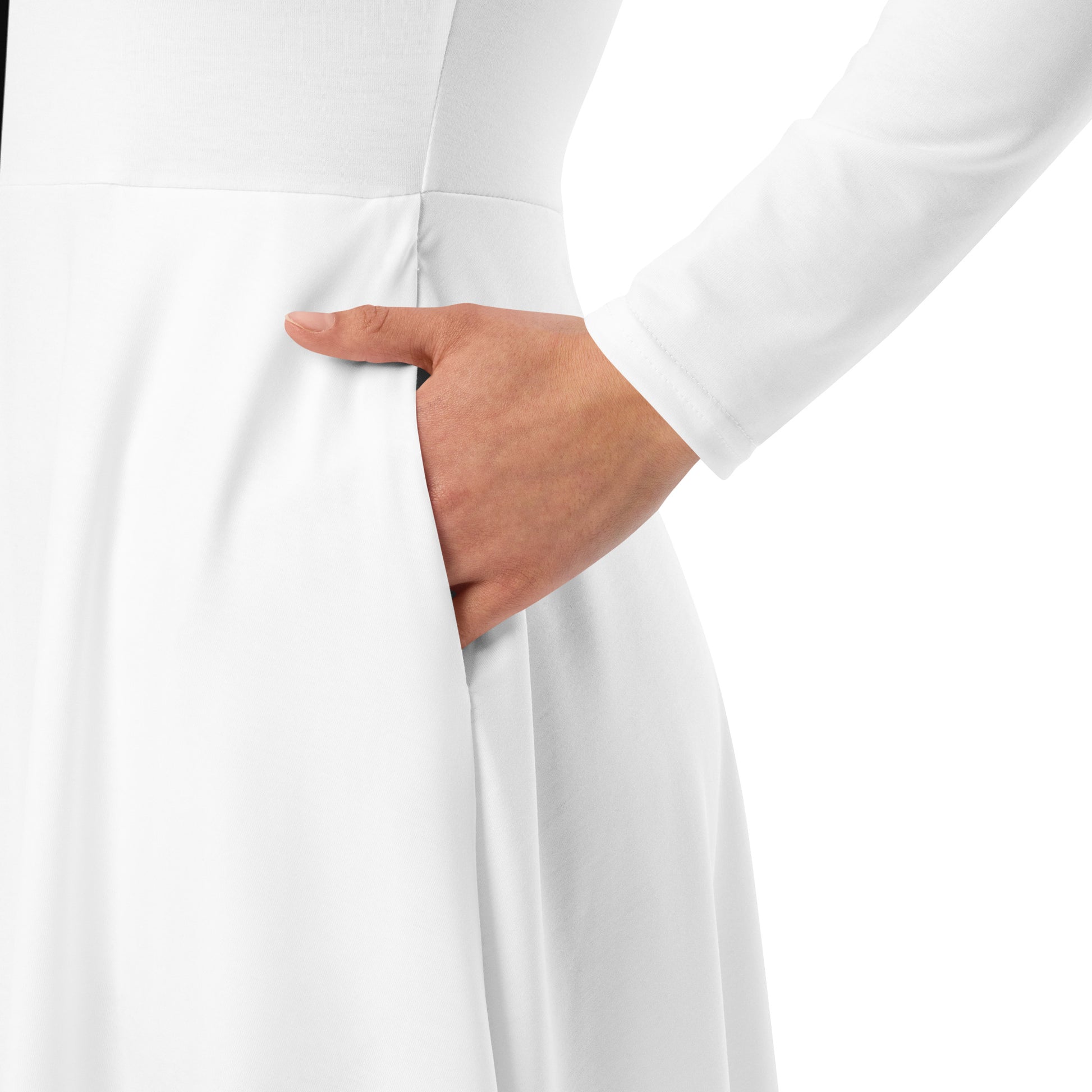 Half Black Half White - Womens Long Sleeve Midi Dress - iSAW Company