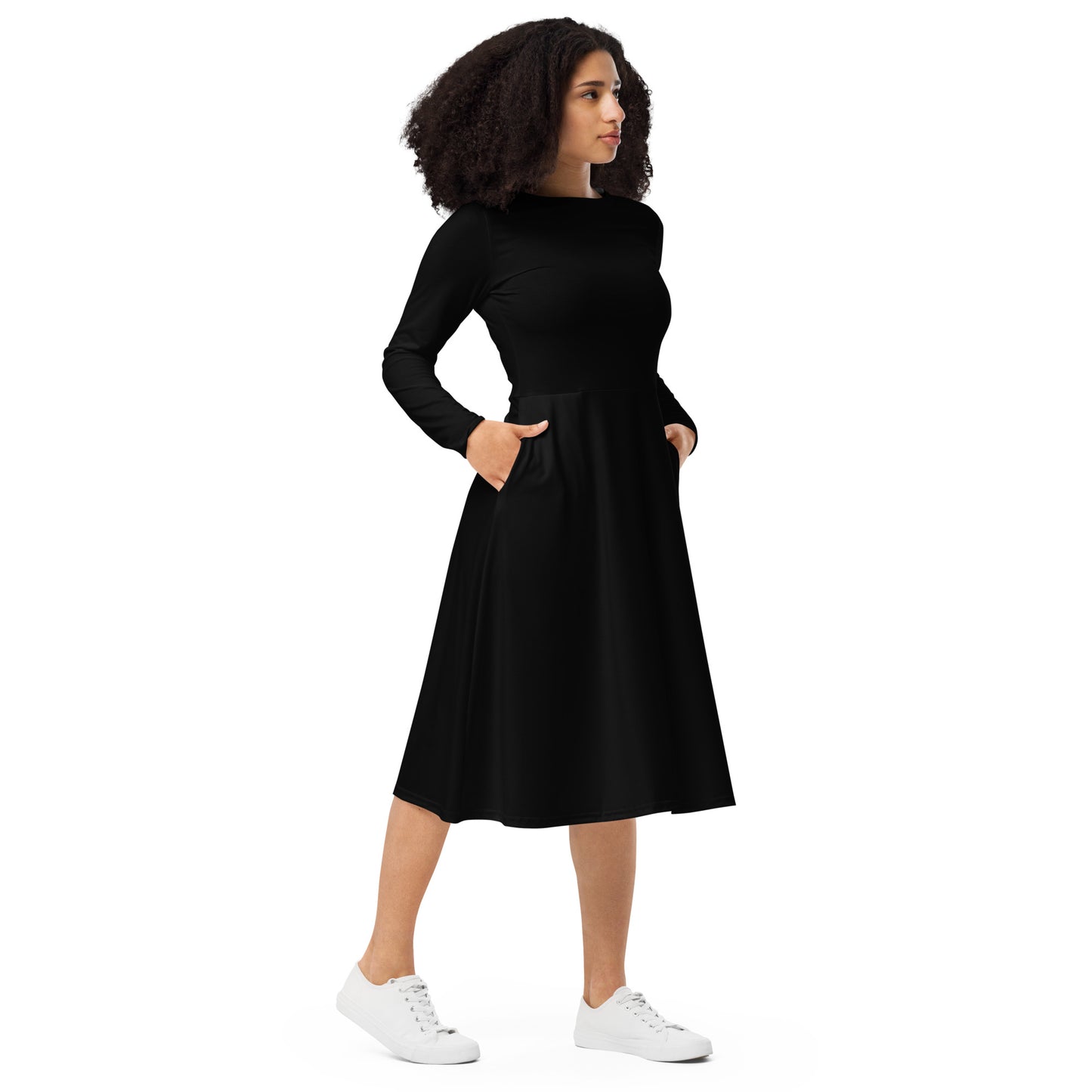 iSAW Womens Black Long Sleeve Midi Dress - iSAW Company